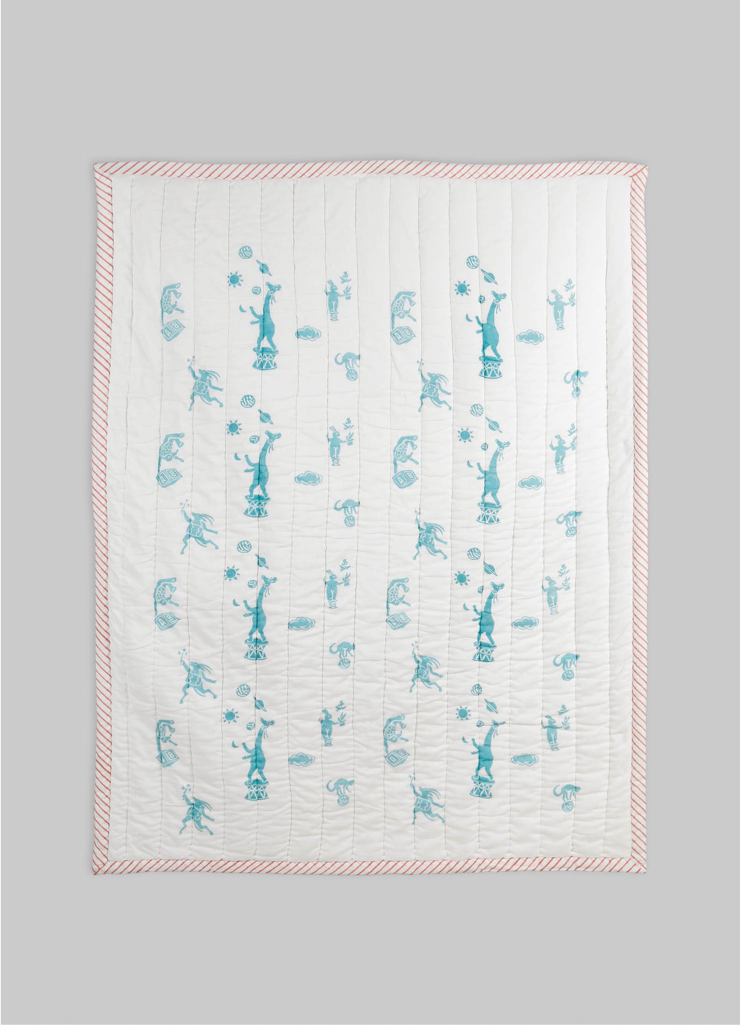 Mela Blue & Red Baby Quilt