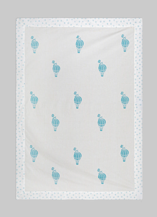 Mela Blue & Beige Baby Flat Sheet