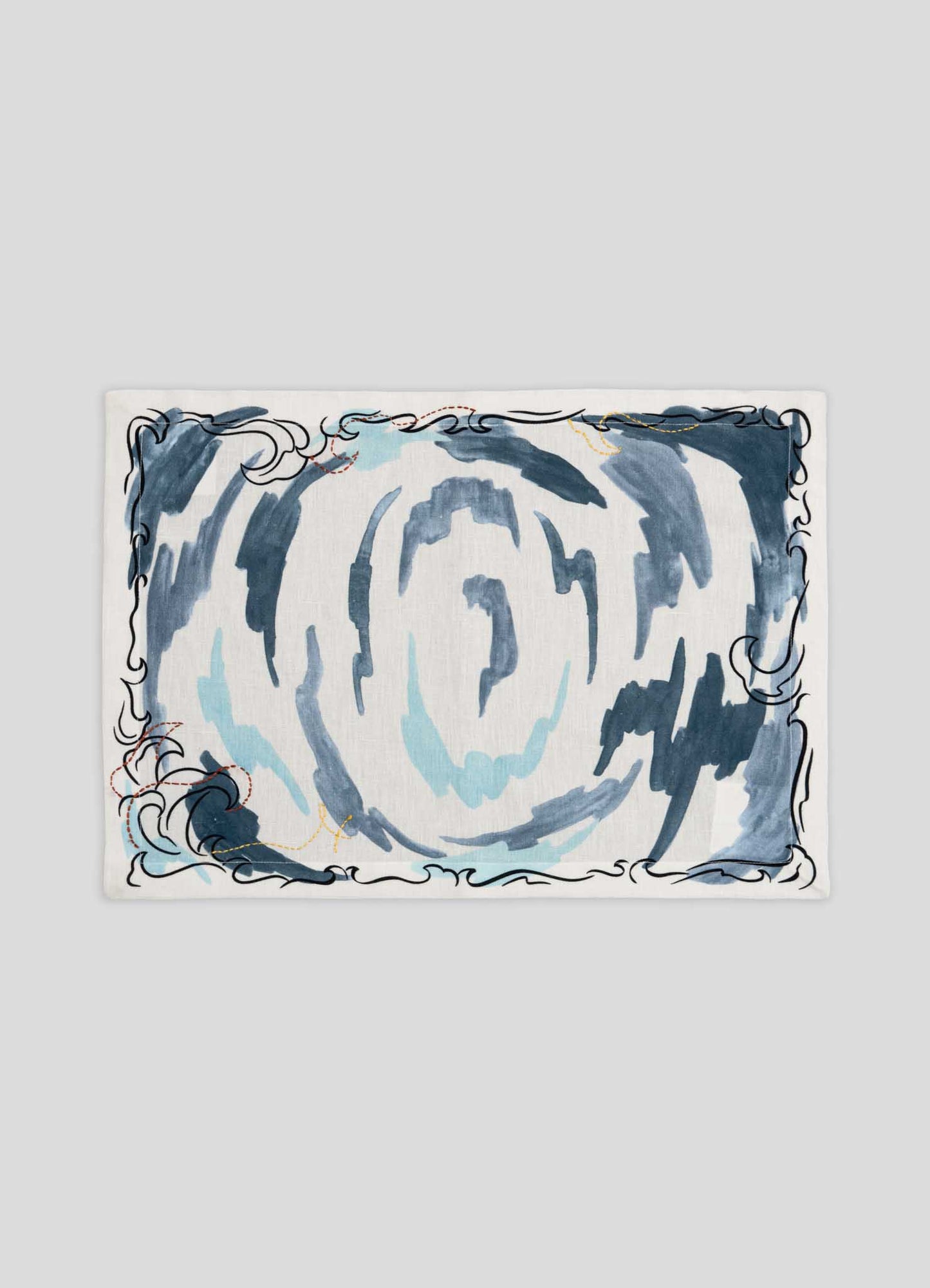 Pisces Printed & Hand Embroidered Blue Placemat