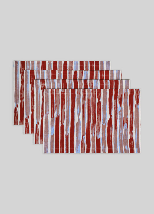 Blossom Red Stripe Placemats - Set of 4