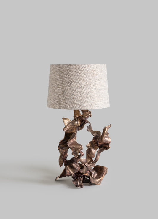 Hundred Petal Rose Patinated Gold Table Lamp