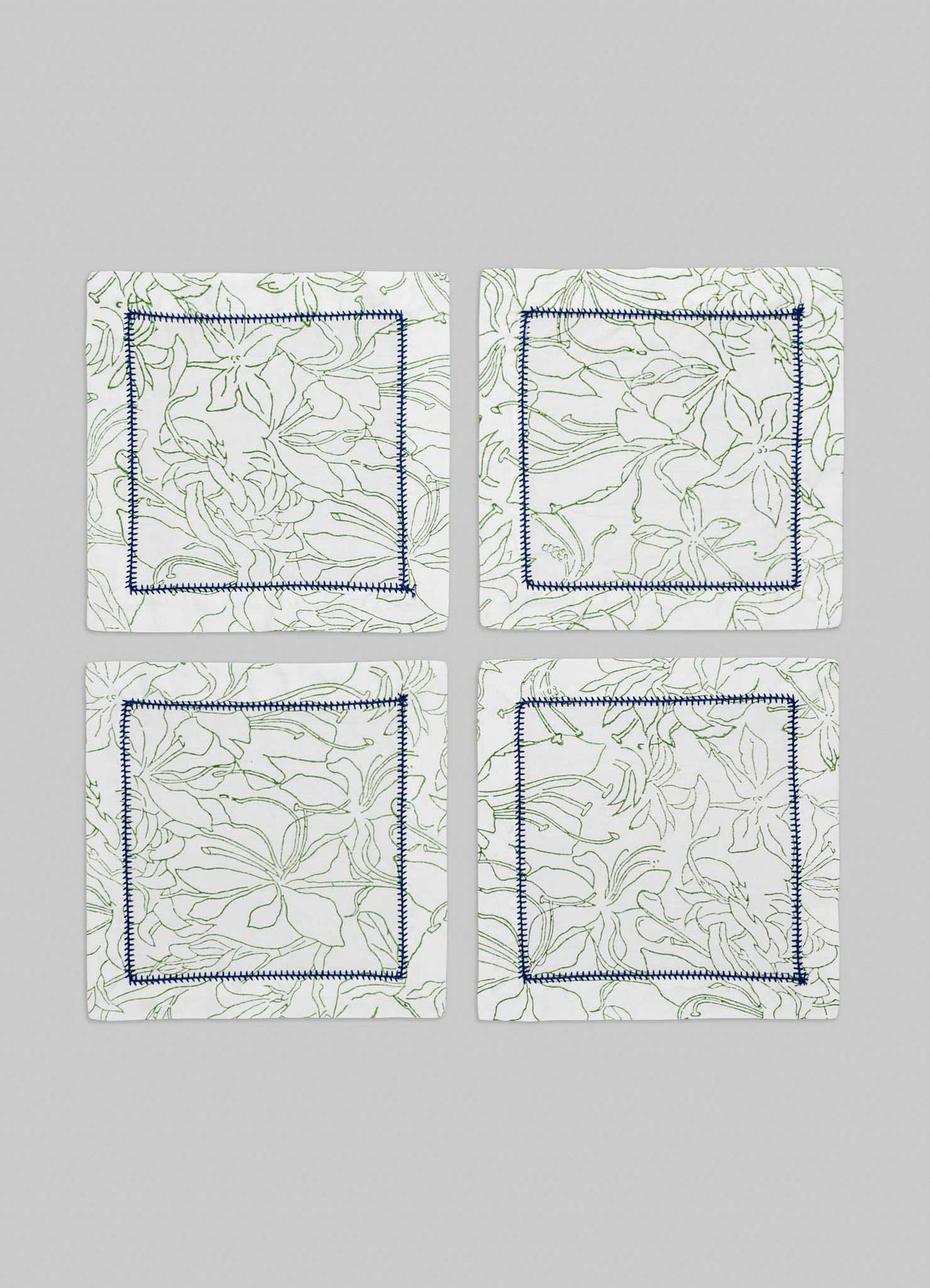 Spring Bouquet Green Cocktail Napkins - Set of 4