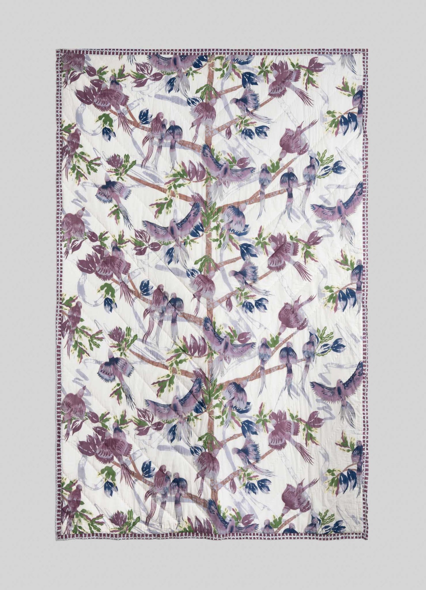 Tree Full Of Parrots Plum Single Quilt