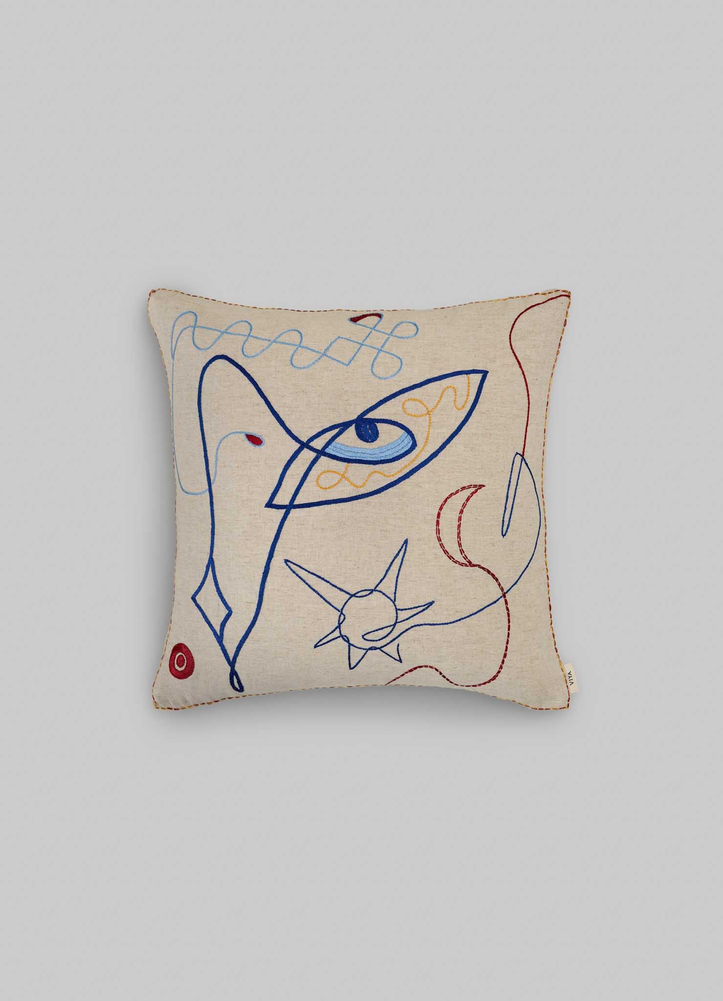 Viya Evil Eye Embroidered Cushion Cover