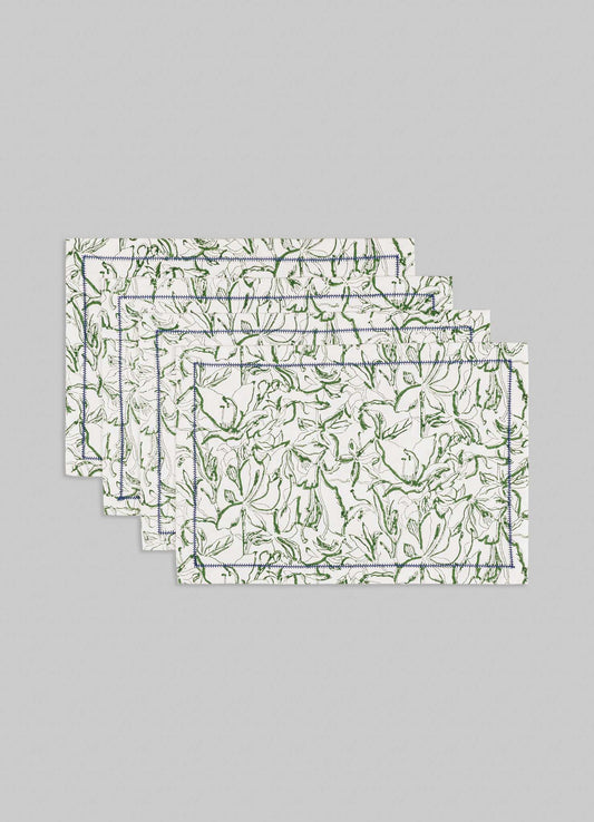 Spring Bouquet Green Placemats - Set of 4