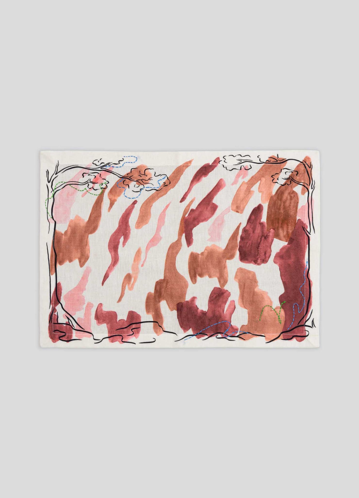 Aries Printed & Hand Embroidered Red Placemat