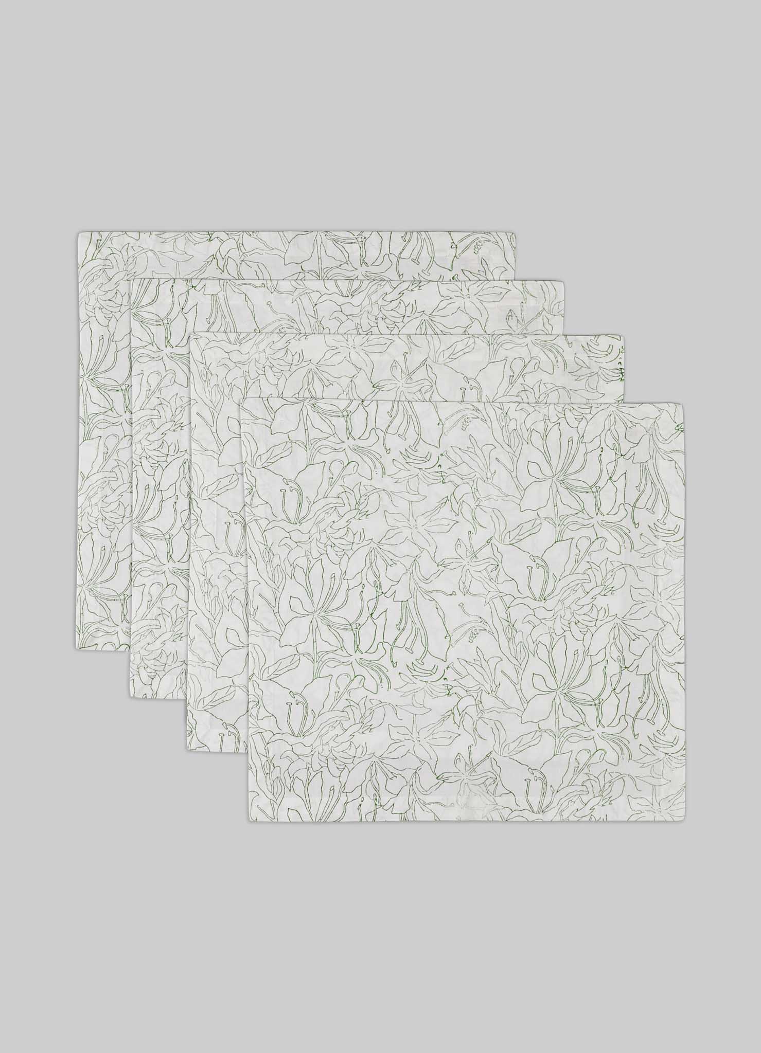 Spring Bouquet Green Napkins - Set of 4