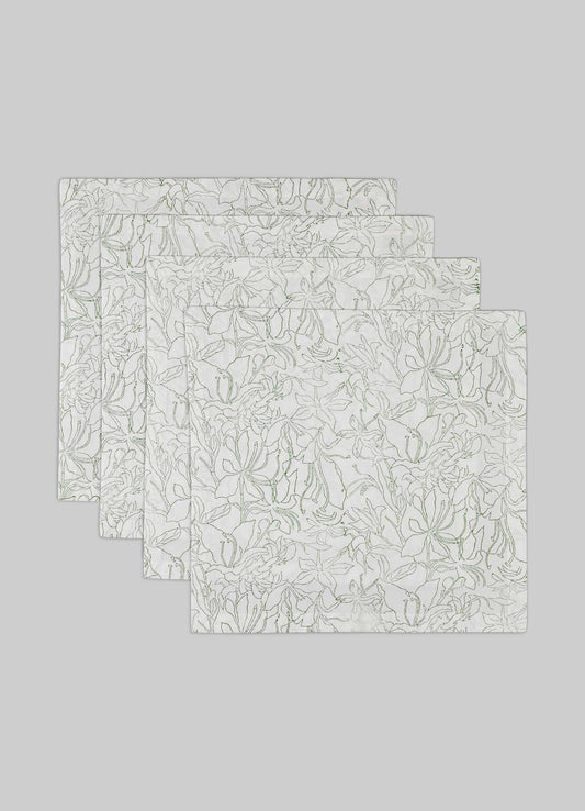 Spring Bouquet Green Napkins - Set of 4