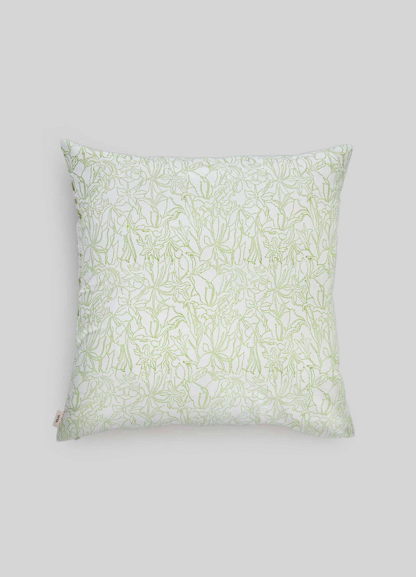 Decorative pillow cover with a subtle pattern on a light gray background luxury cushion cover viya green