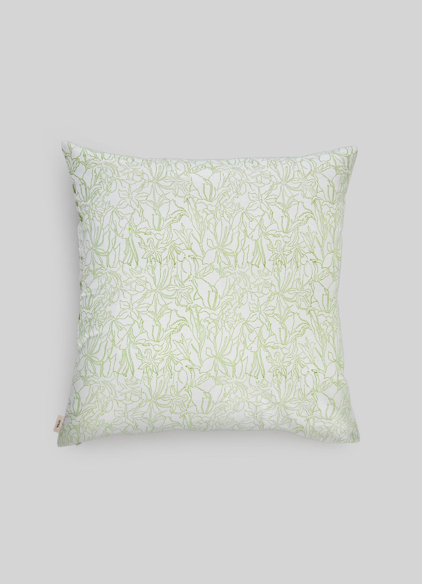 Decorative pillow cover with a subtle pattern on a light gray background luxury cushion cover viya green