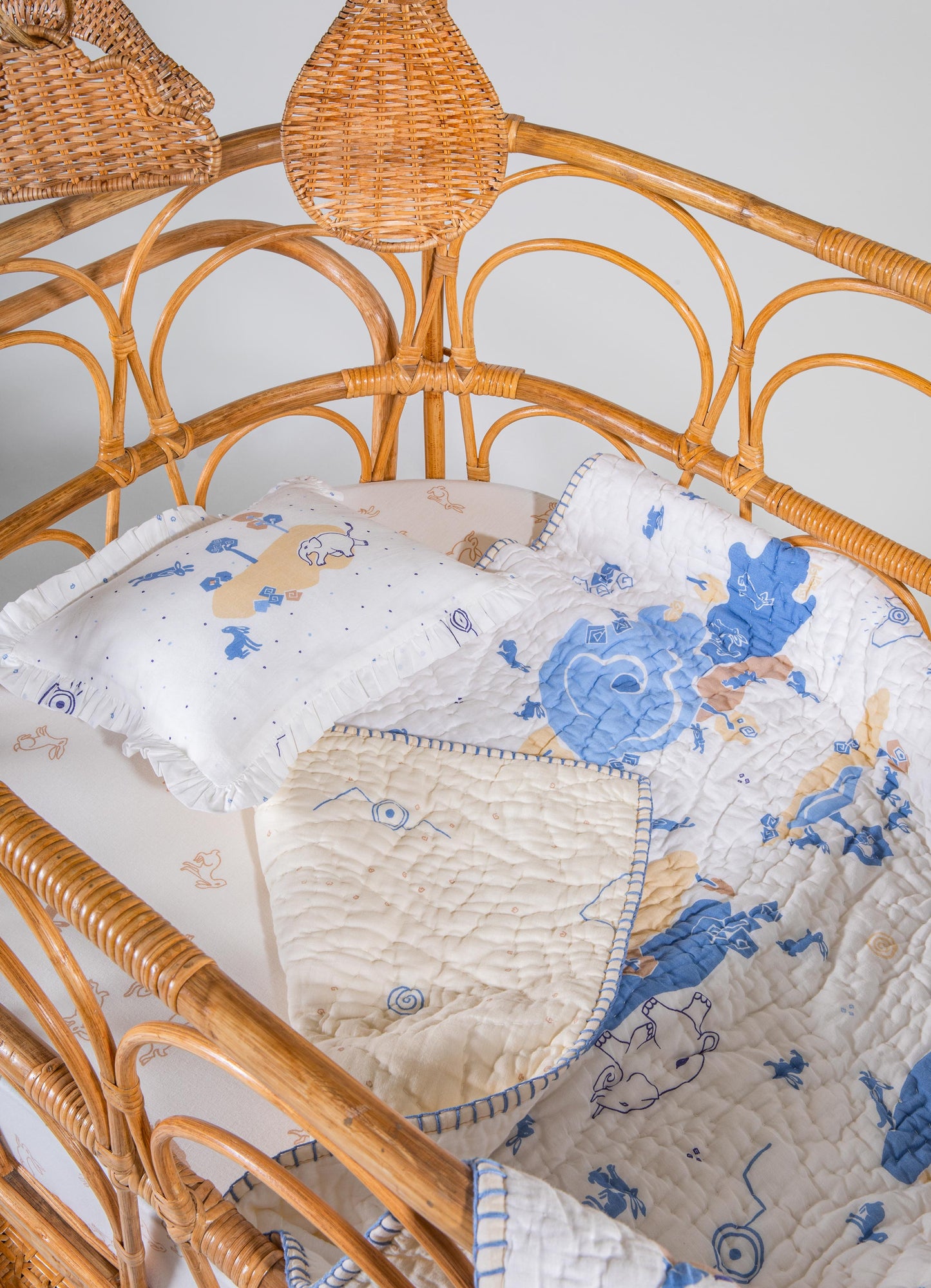 Elephant & Hare Blue Baby Bedding Set