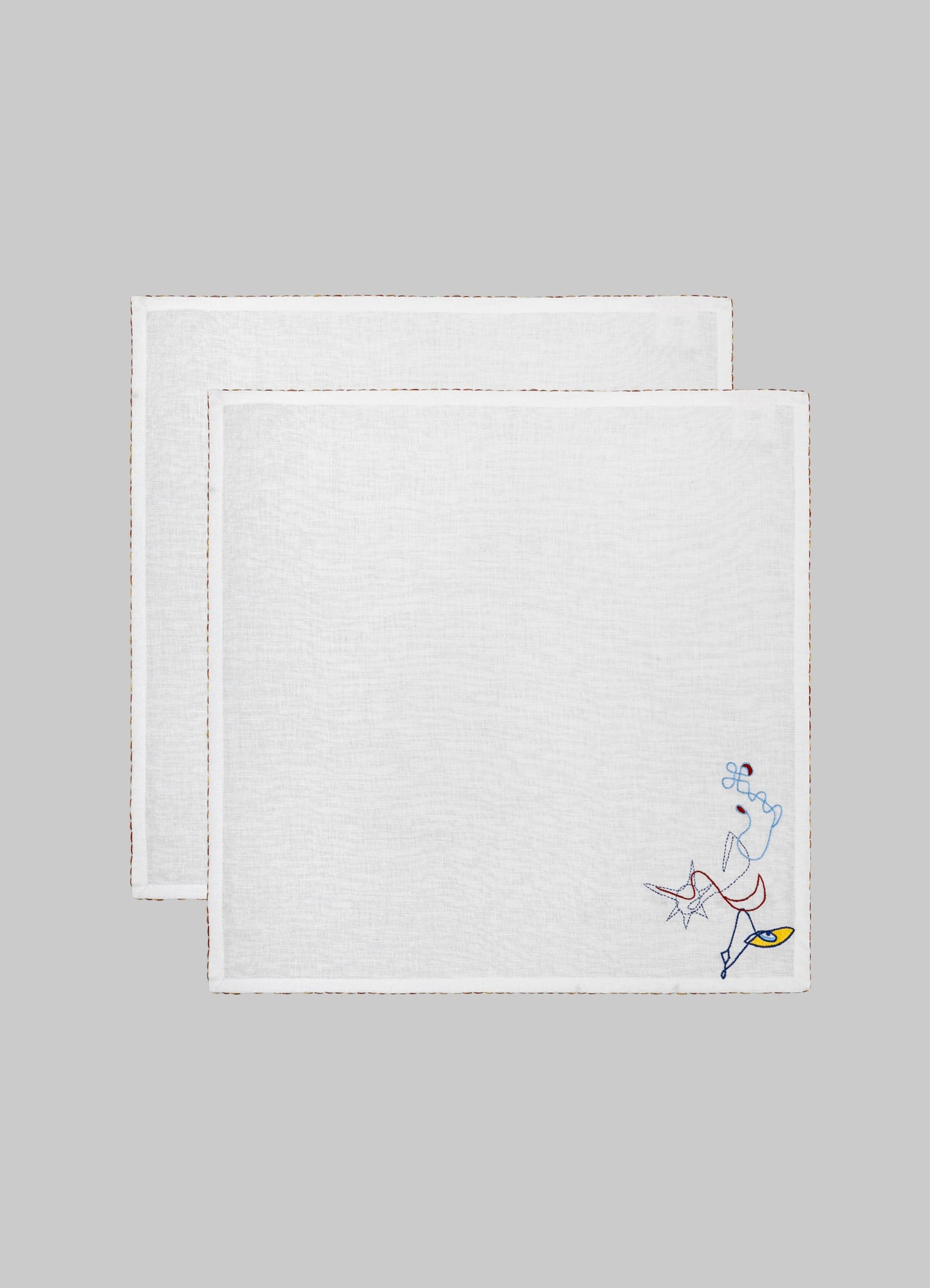 Evil Eye Hand Embroidered White Napkin - Set of 2
