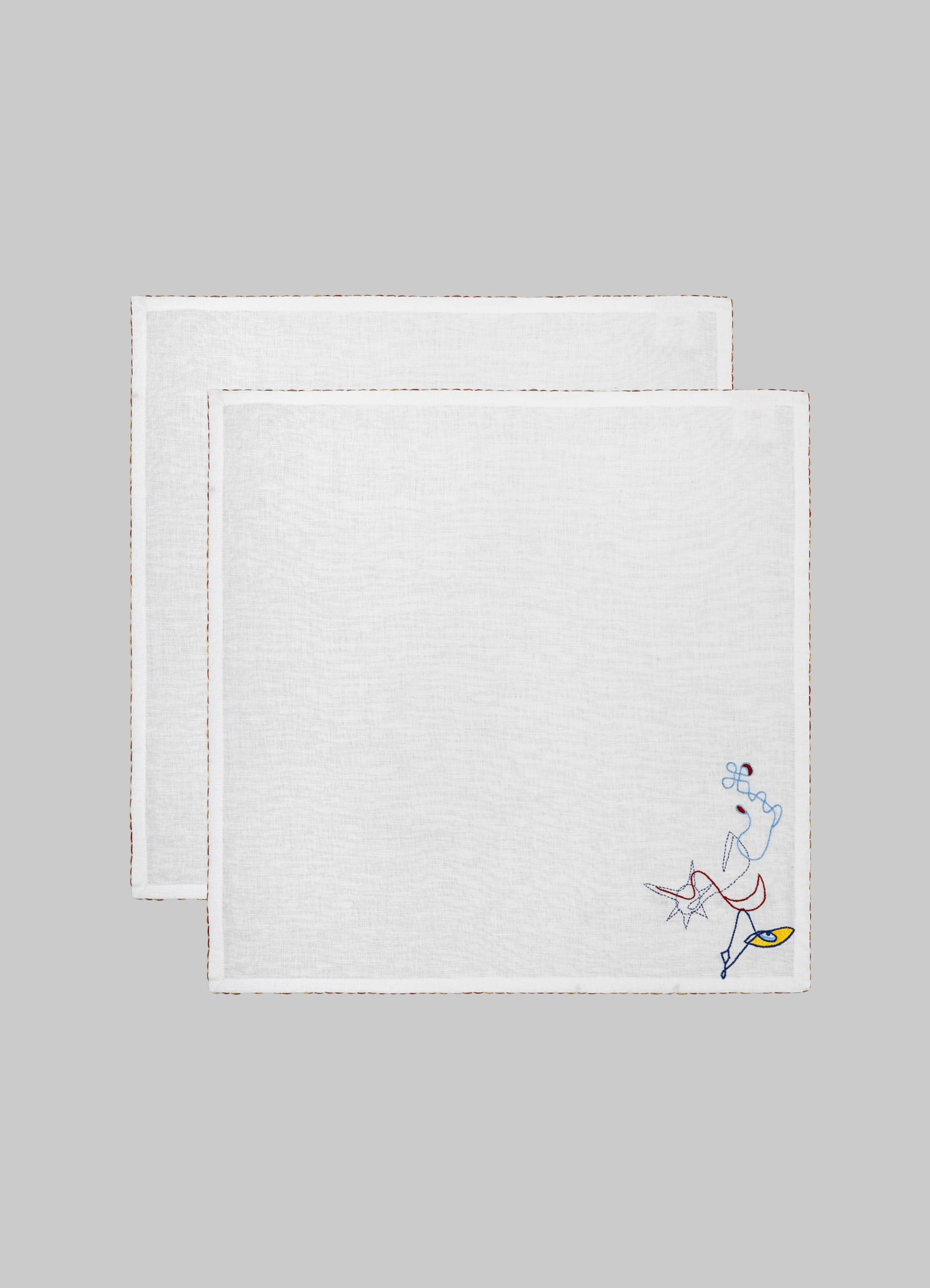 Evil Eye Hand Embroidered White Napkin - Set of 2