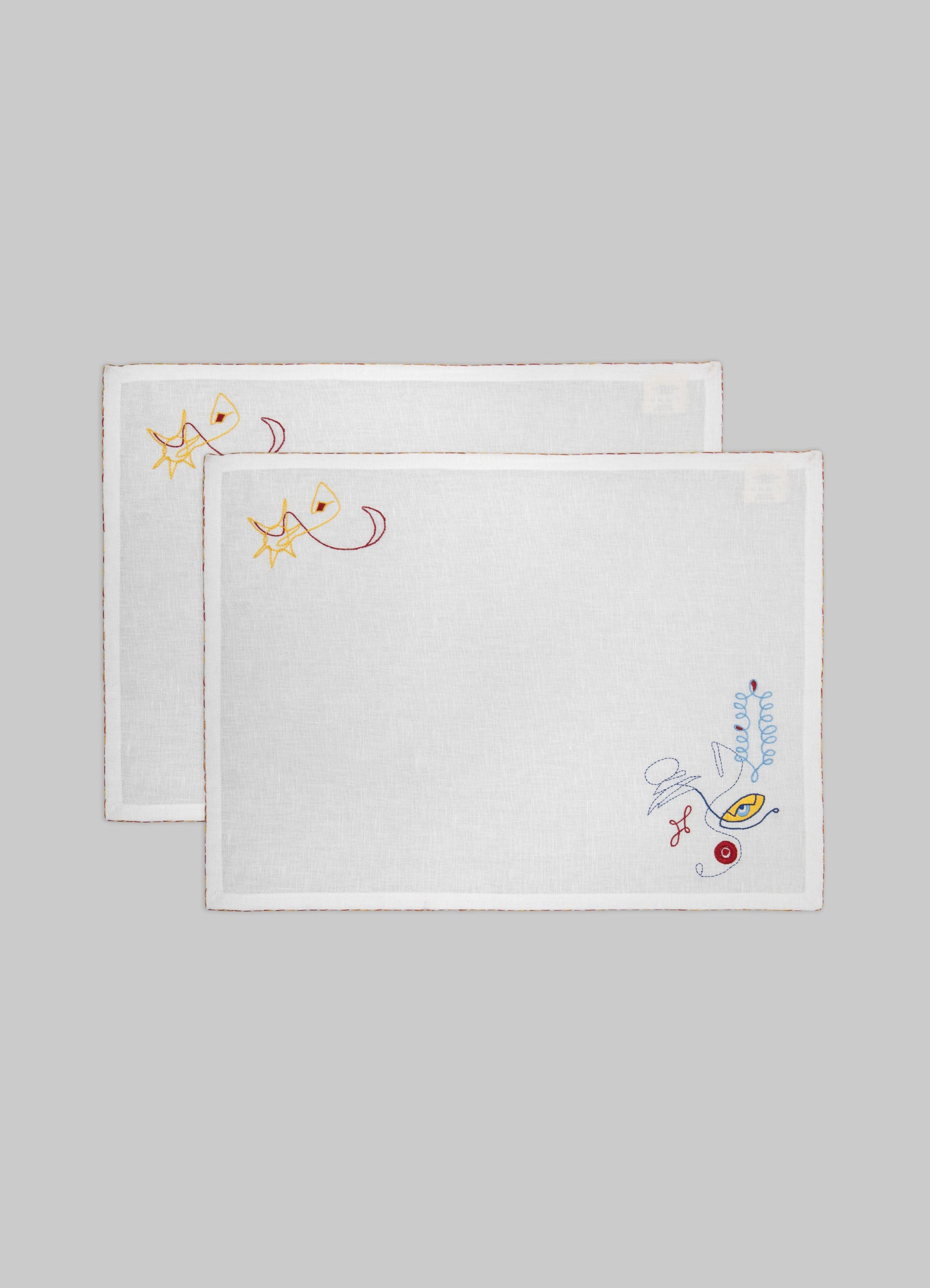 Evil Eye Hand Embroidered White Placemat - Set of 2