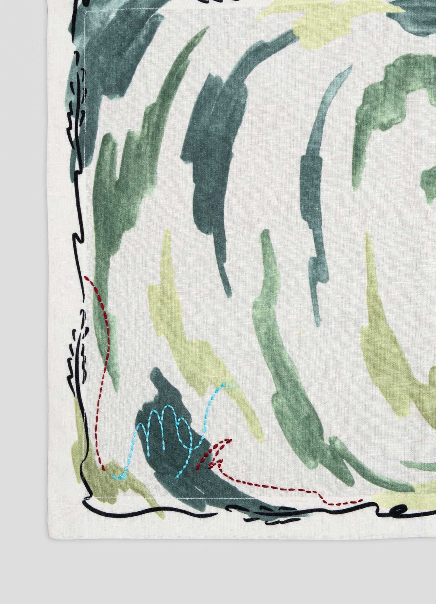 Virgo Printed & Hand Embroidered Green Placemat