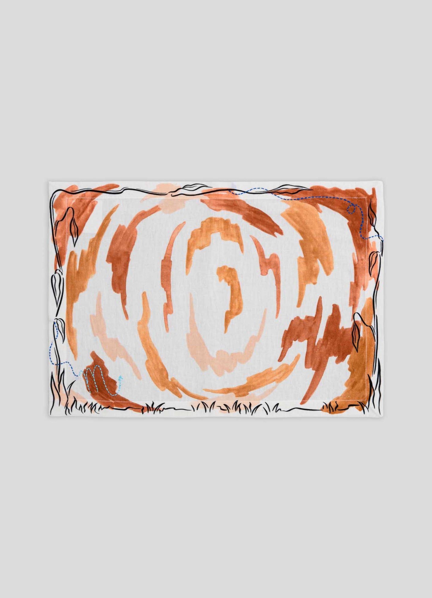 Scorpio Printed & Hand Embroidered Orange Placemat