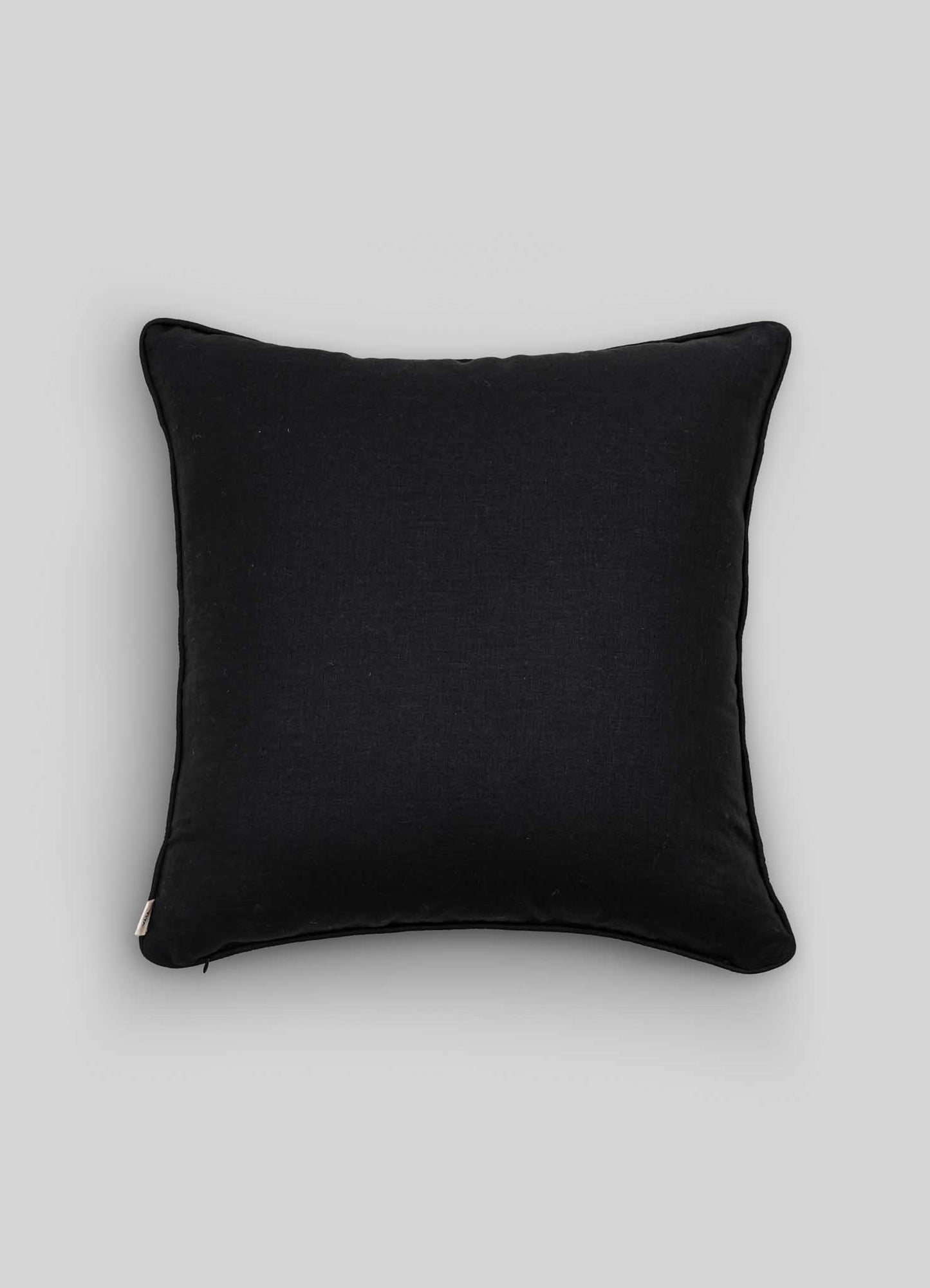 Dreamscape Blackbuck Black & Gold Embroidered Linen Cushion Cover 24"x24"