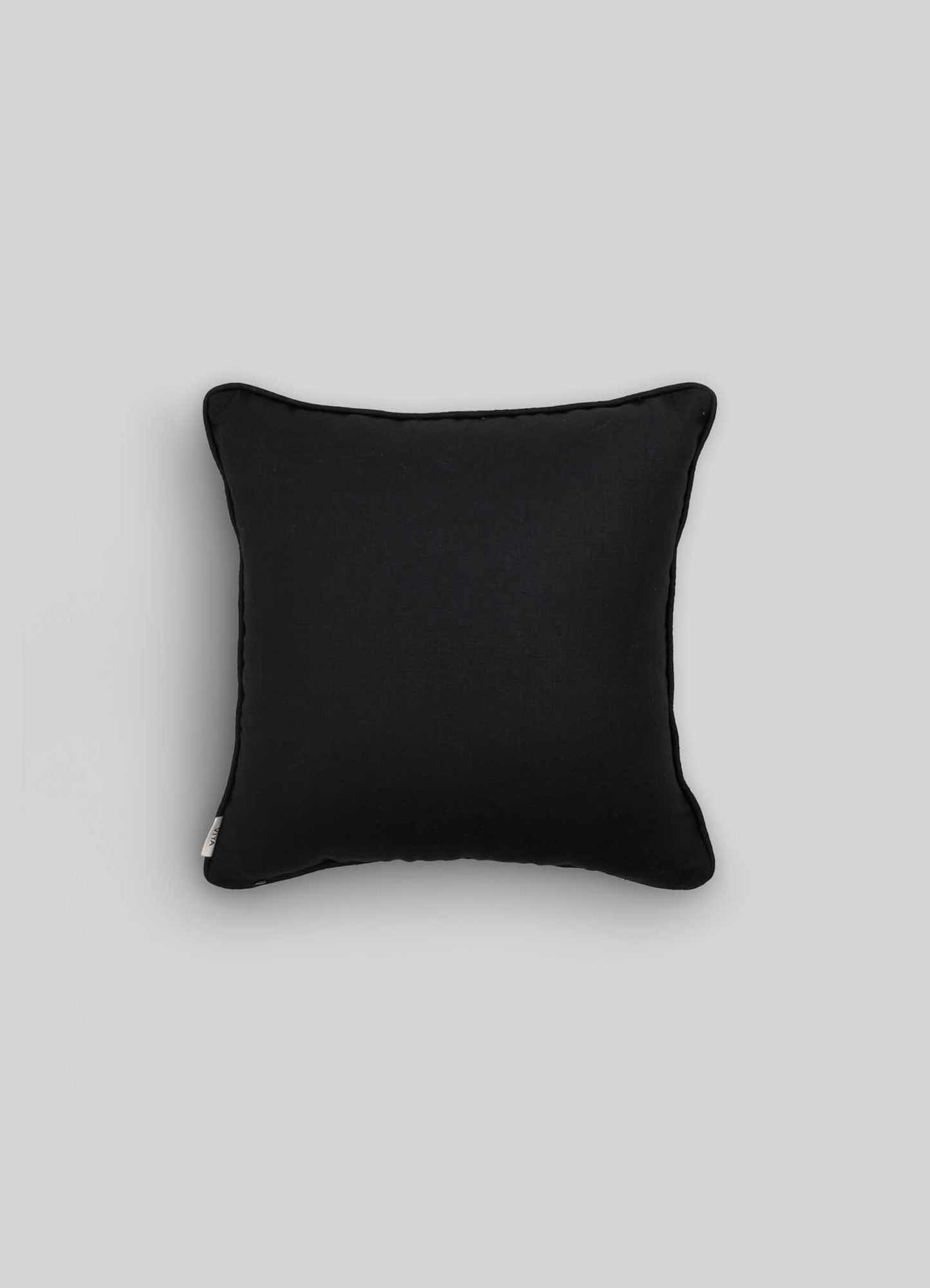 Dreamscape Blackbuck Black & Gold Embroidered Linen Cushion Cover 16"x16"