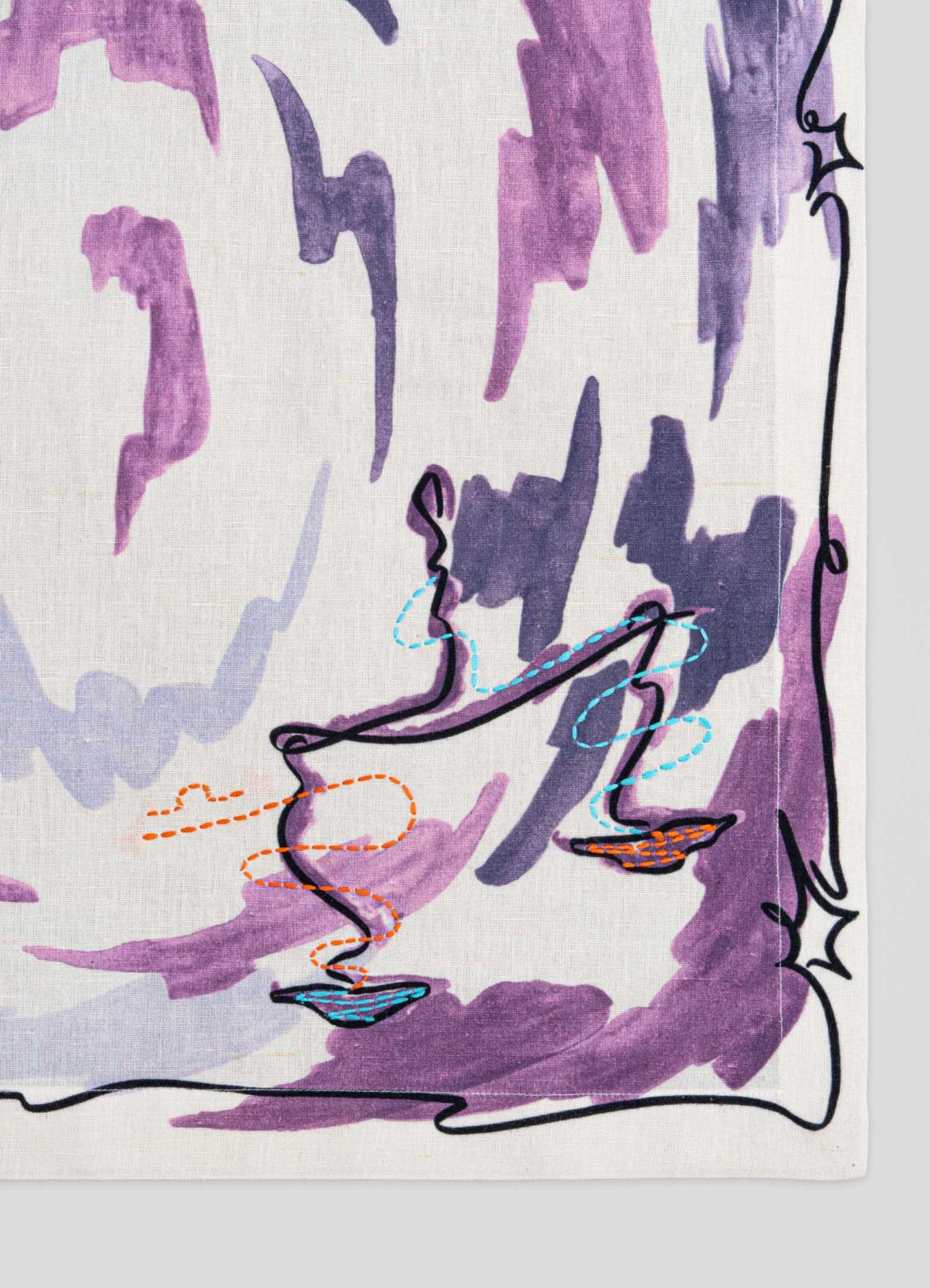 Libra Printed & Hand Embroidered Purple Napkin