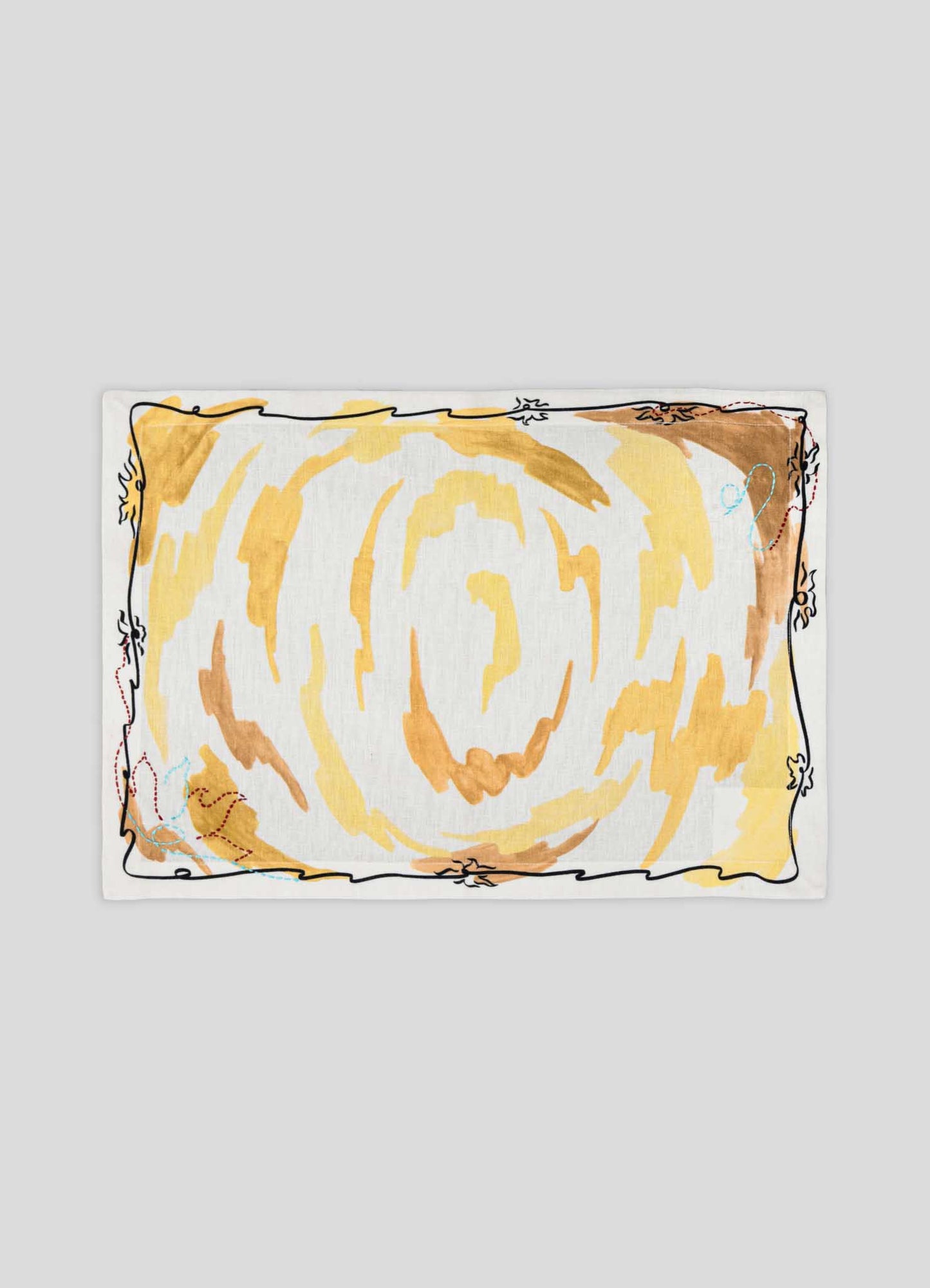 Leo Printed & Hand Embroidered Yellow Placemat
