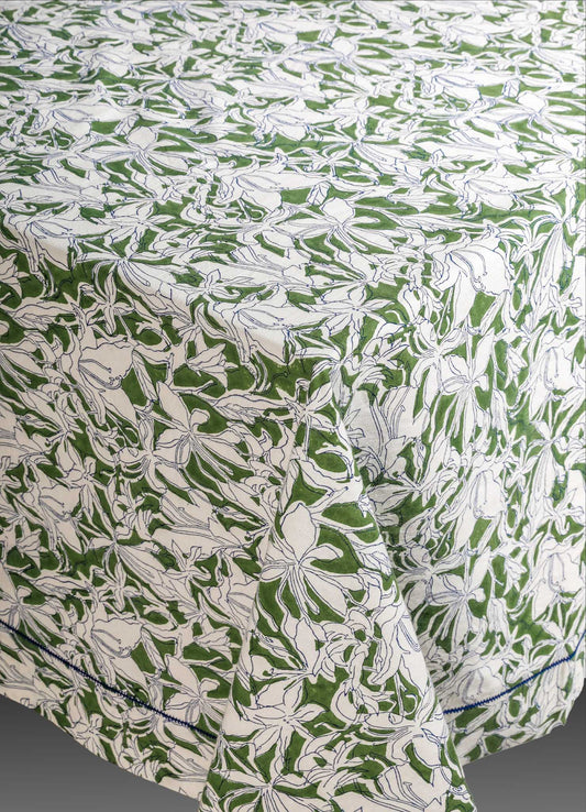 Spring Bouquet Green Table Cloth