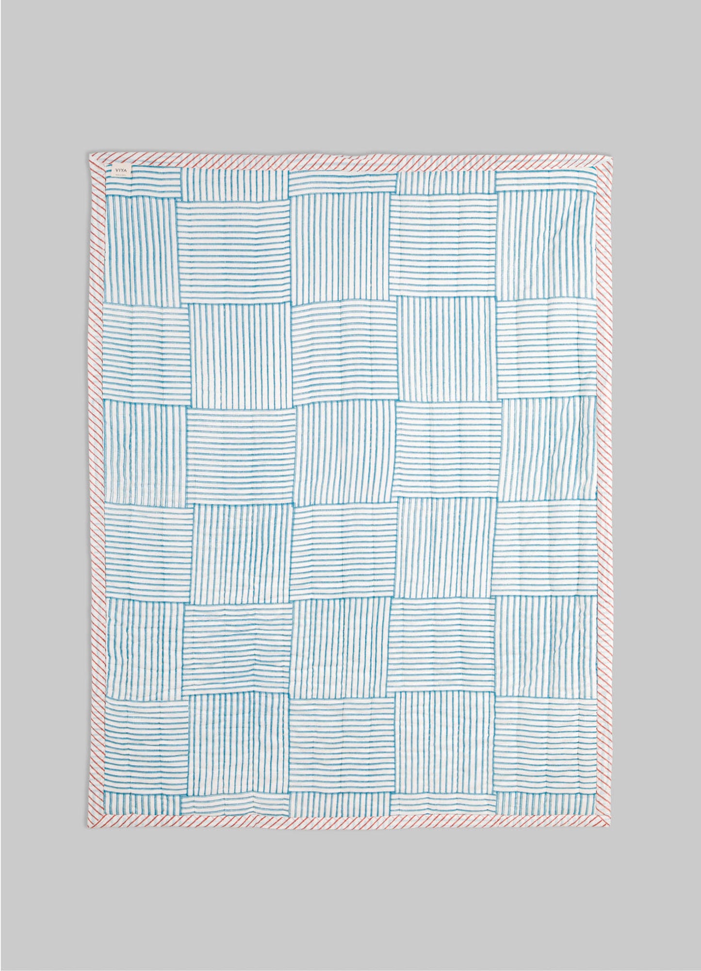 Mela Blue & Red Baby Quilt
