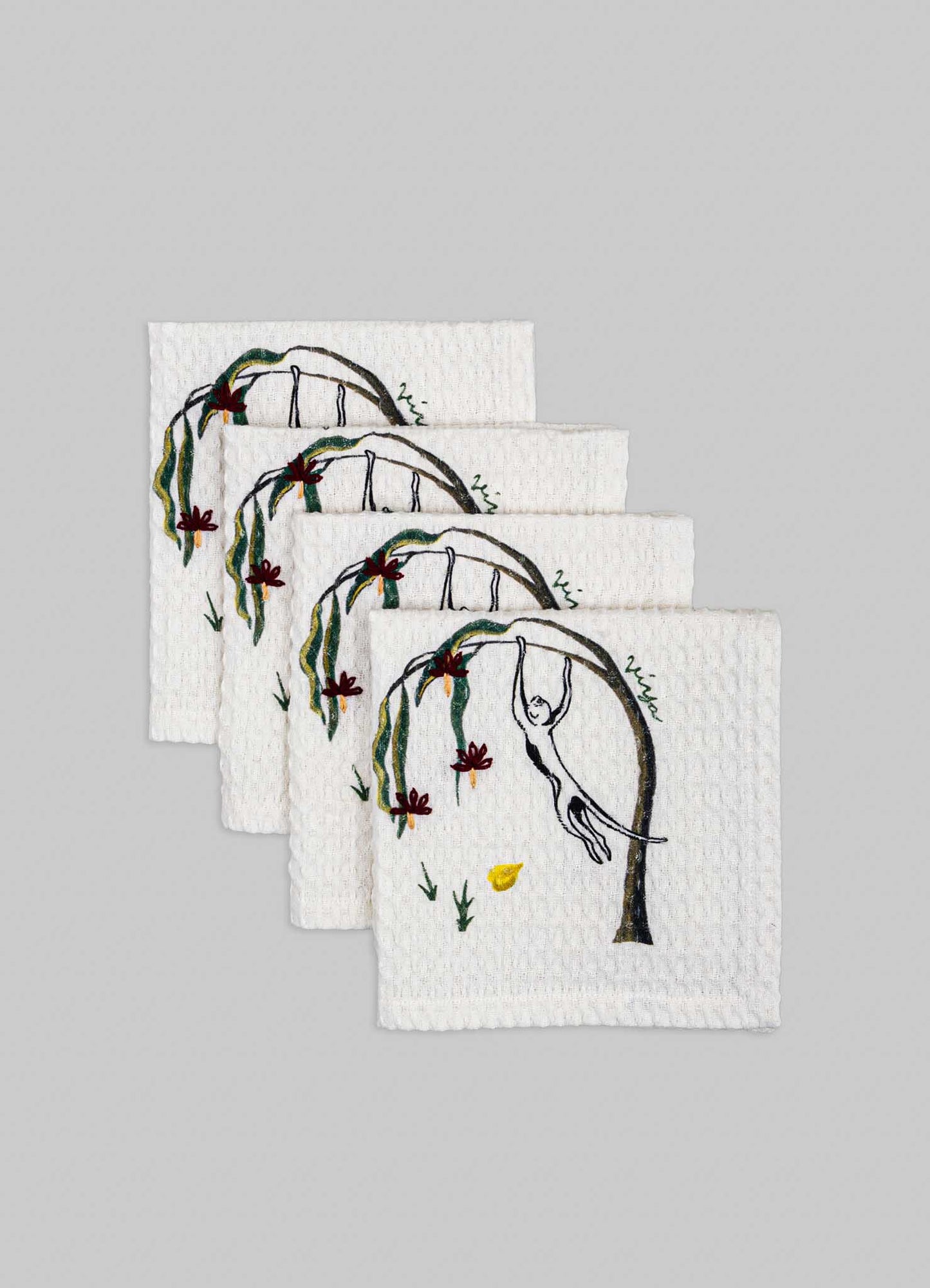Mischievous Monkey Face Towels - Set of 4