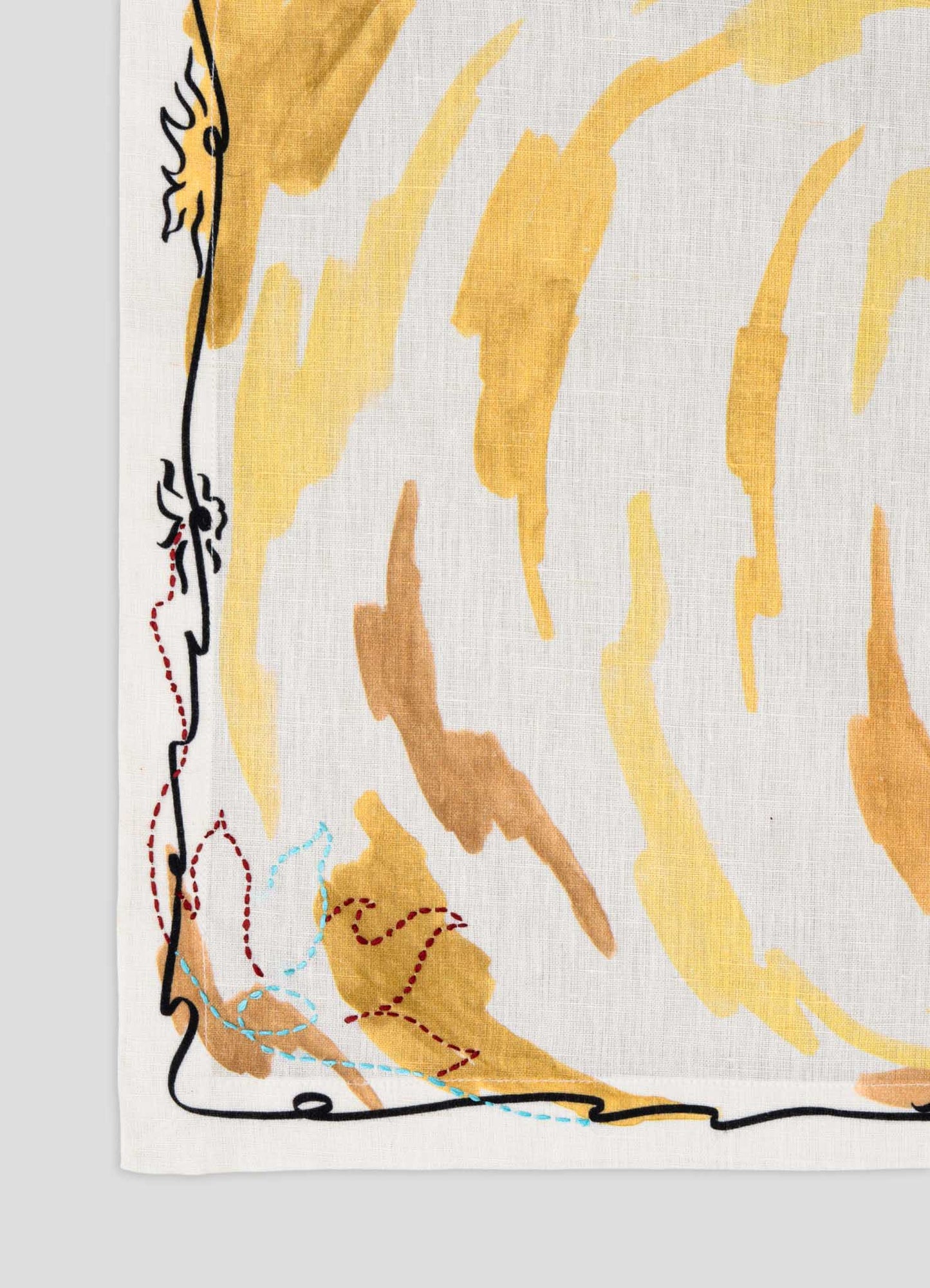 Leo Printed & Hand Embroidered Yellow Placemat