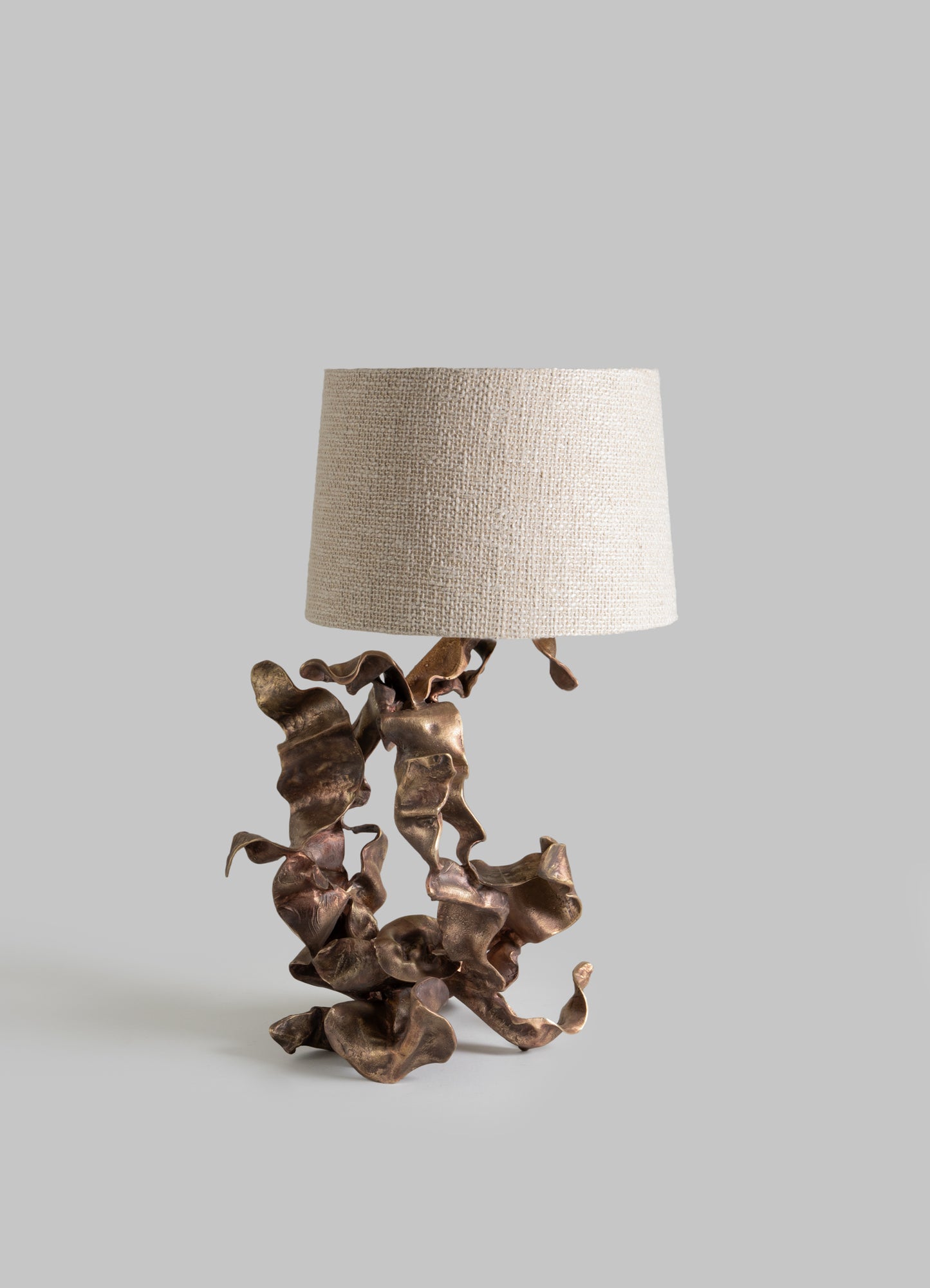 Hundred Petal Rose Patinated Gold Table Lamp
