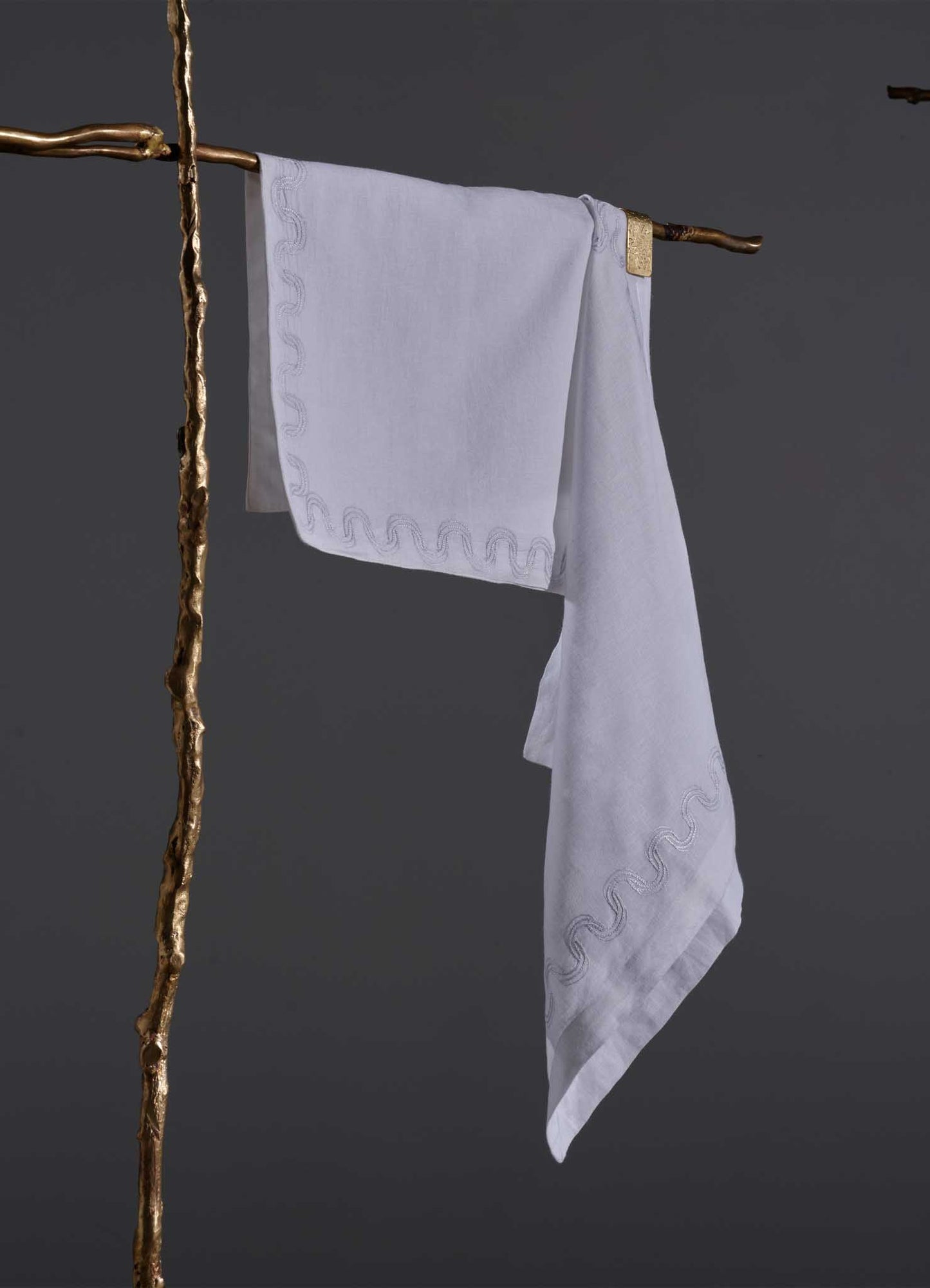 Paigah Hand Embroidered White Linen Placemats - Set of 2