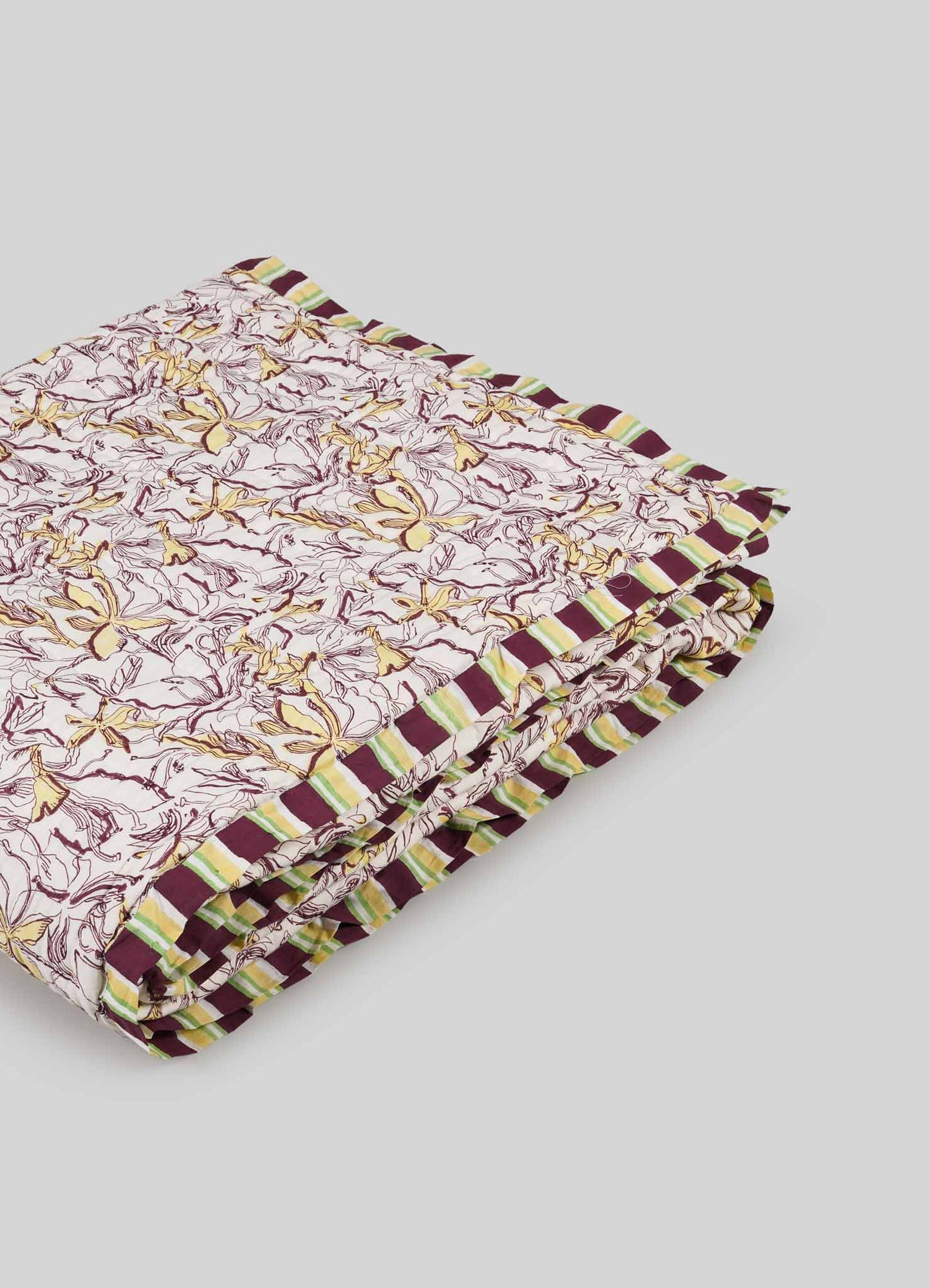 Spring Bouquet Green & Yellow Single Quilt
