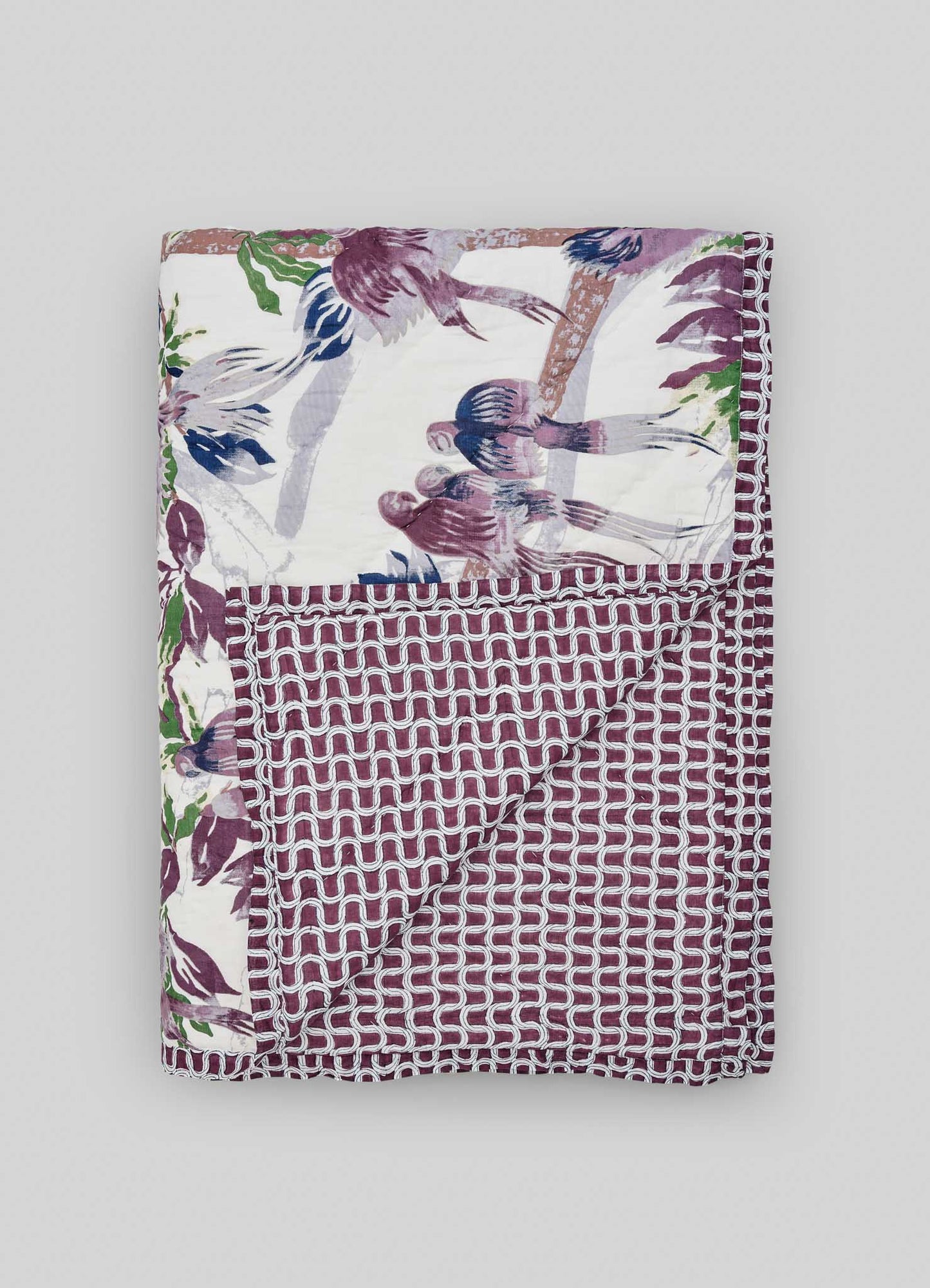Tree Full Of Parrots Plum Single Quilt