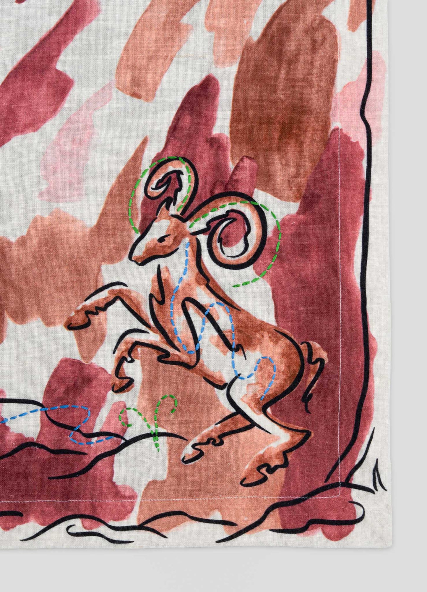 Aries Printed & Hand Embroidered Red Napkin