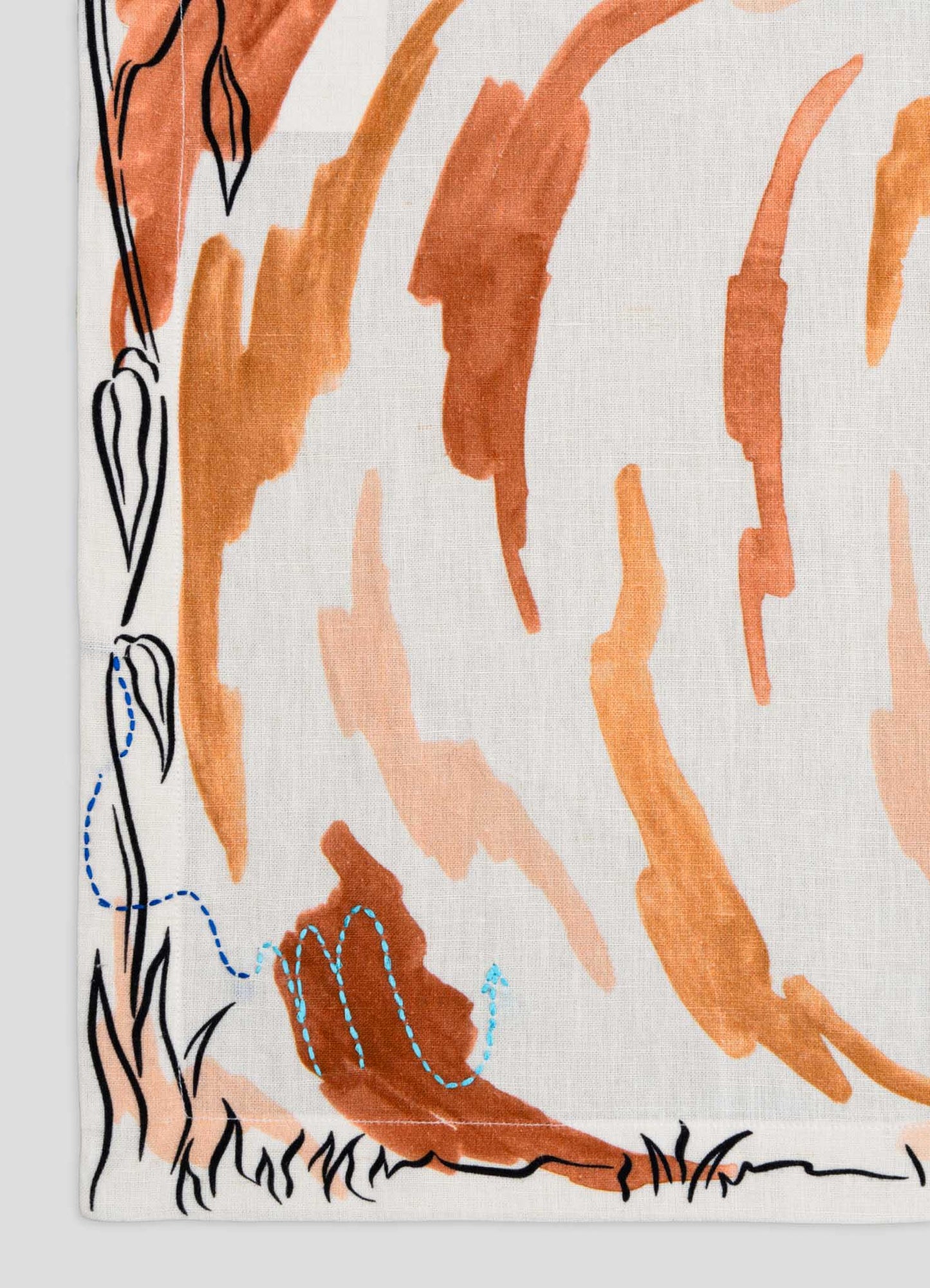 Scorpio Printed & Hand Embroidered Orange Placemat