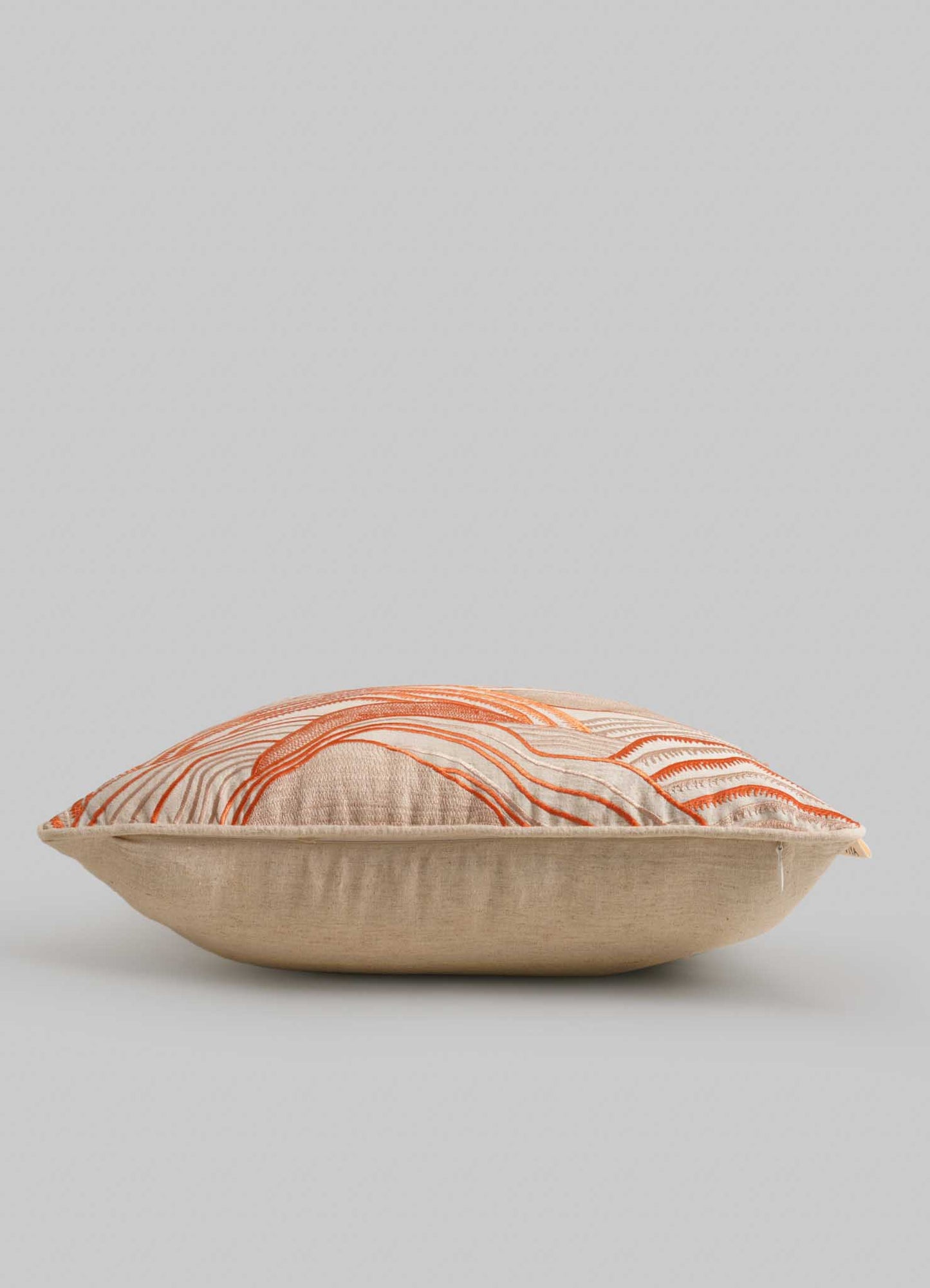 Dreamscape Orange Embroidered Mounds Cushion Cover 18"x18"