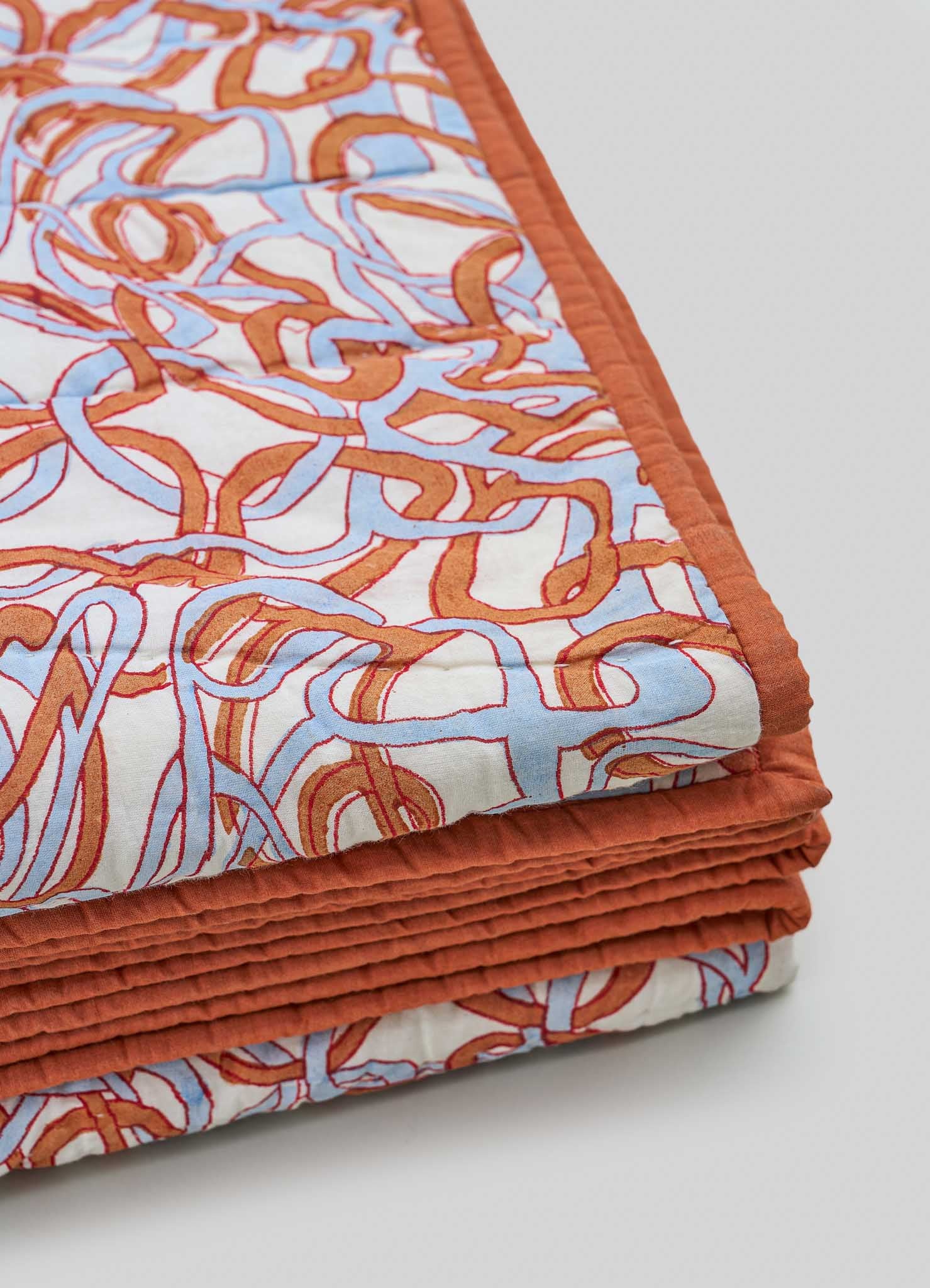 Paigah Orange & Blue King Size Quilt