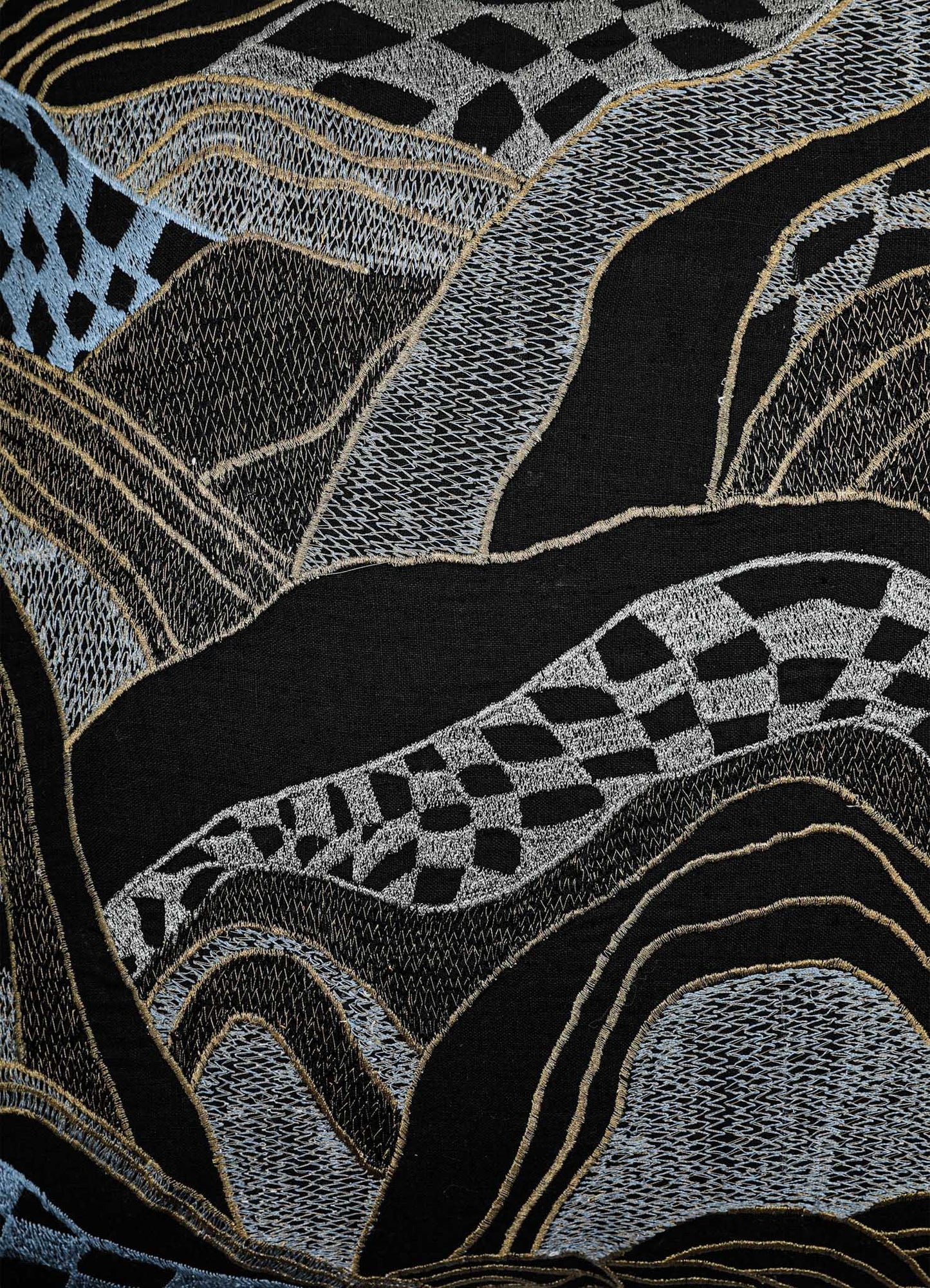 Dreamscape Black Embroidered Linen Cushion Cover 18"x18"