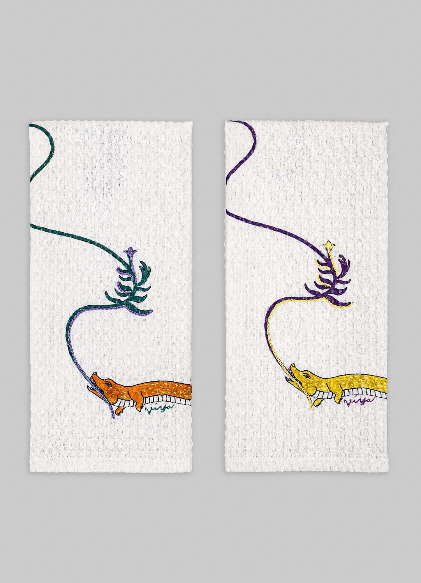 Lurking Crocodile Hand Towels - Set of 2