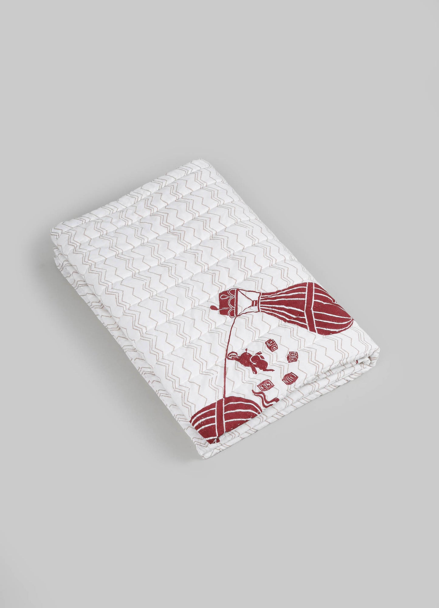 Mela Red & Beige Baby Quilt