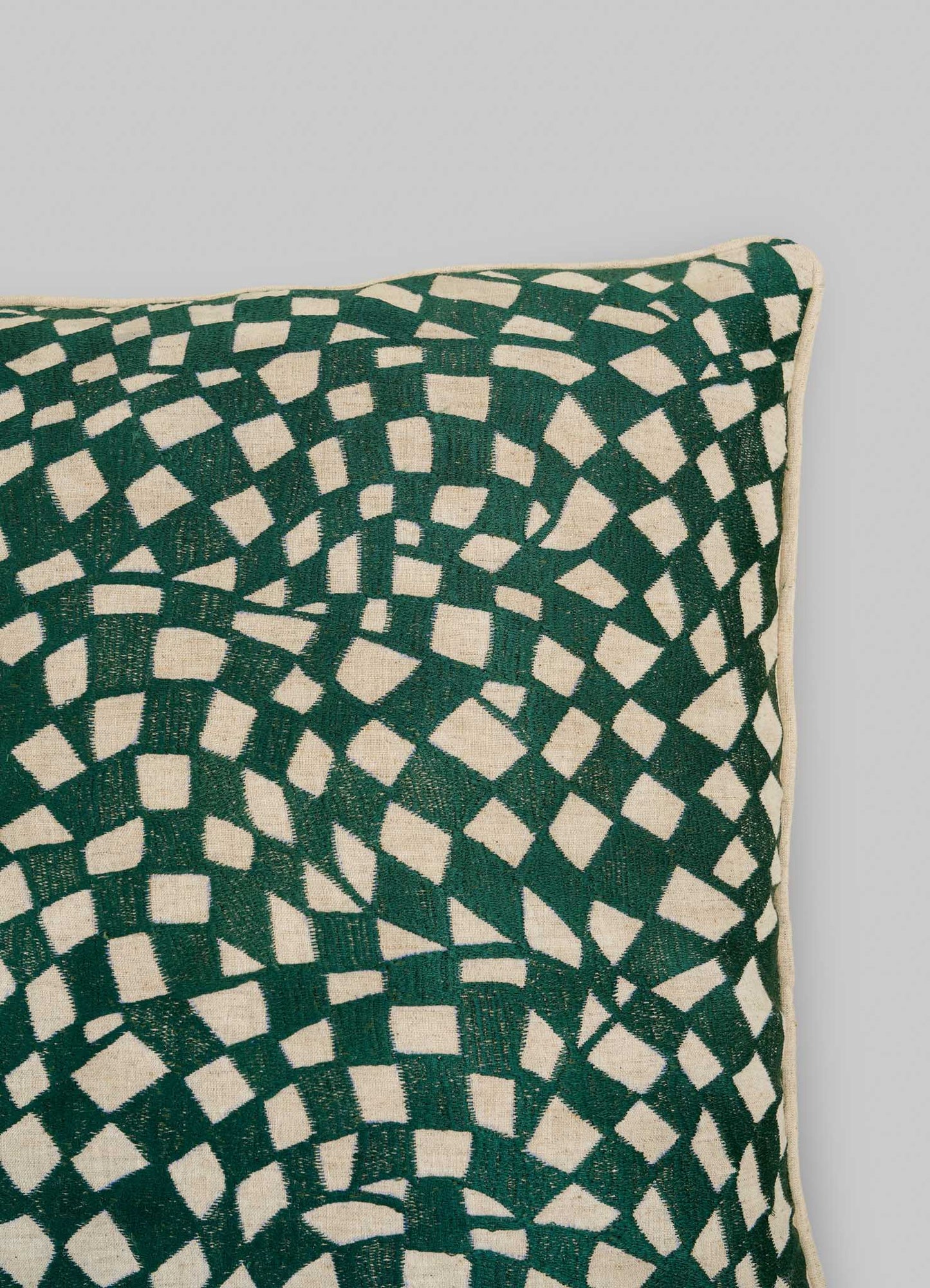 Viya Luxury Checks Cushion Cover Green