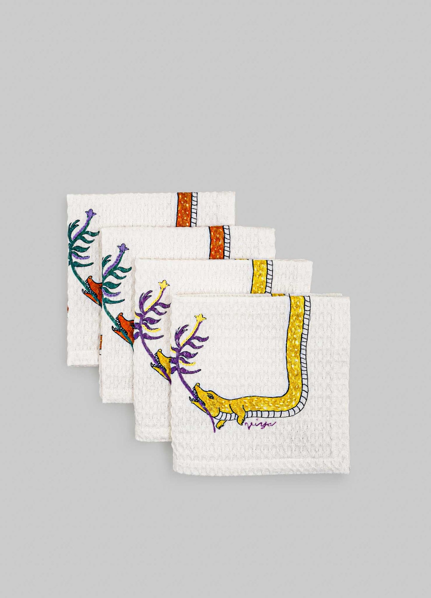 Lurking Crocodile Face Towels - Set of 4