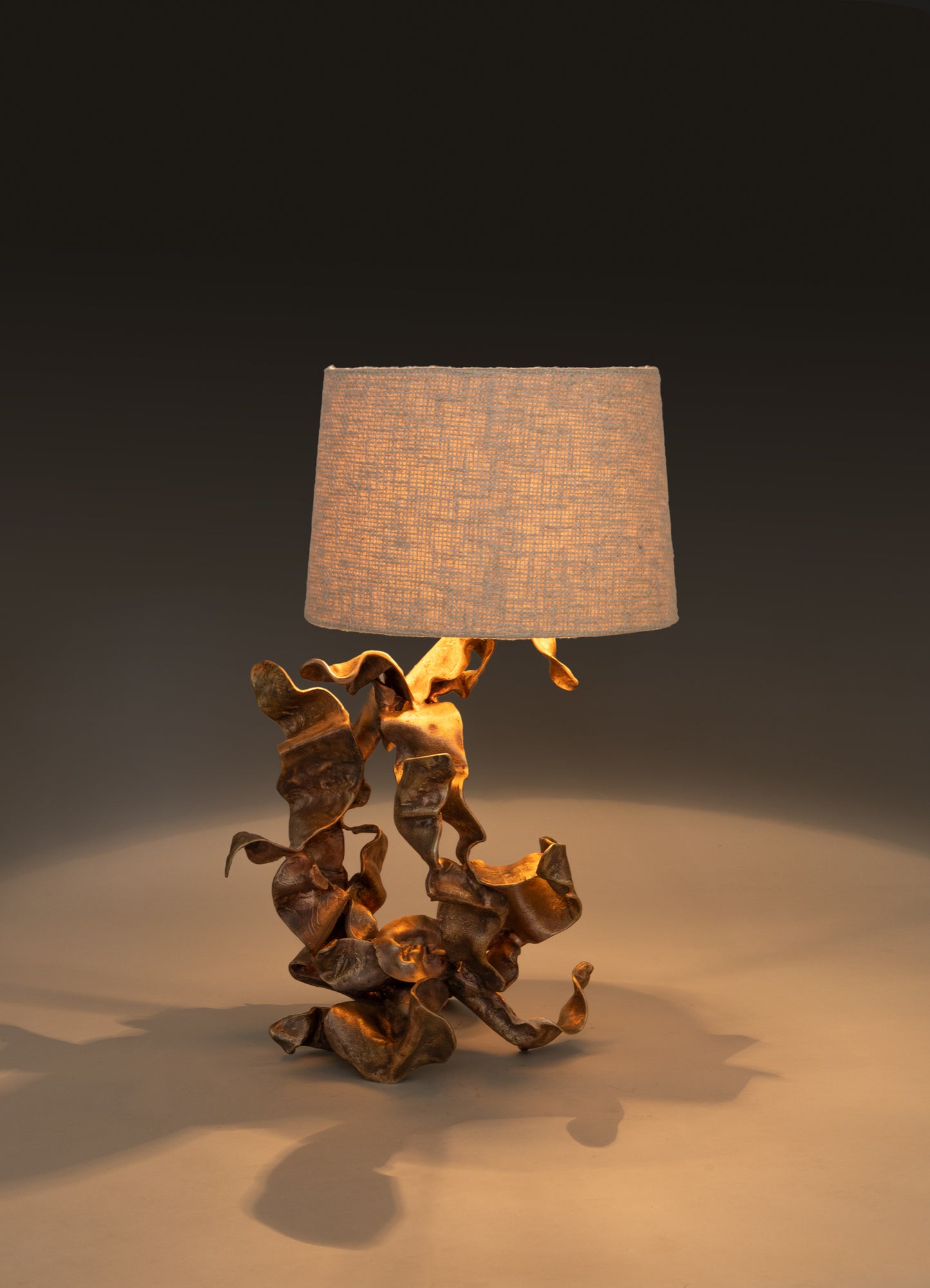 Hundred Petal Rose Patinated Gold Table Lamp