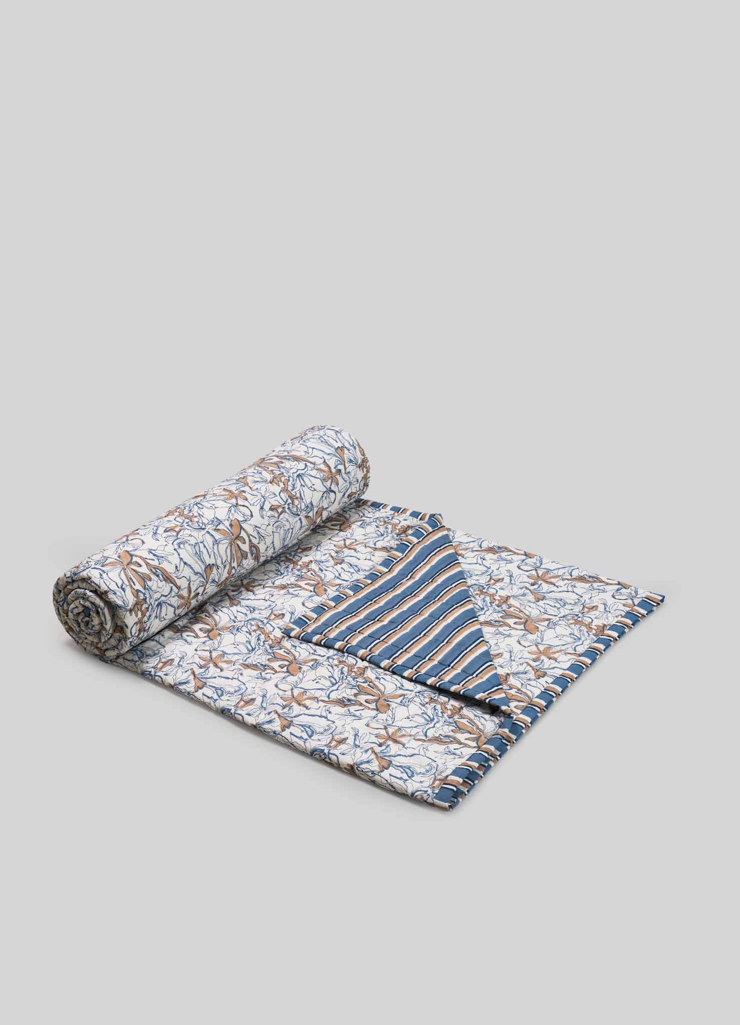 Spring Bouquet Blue & Maroon King Size Quilt
