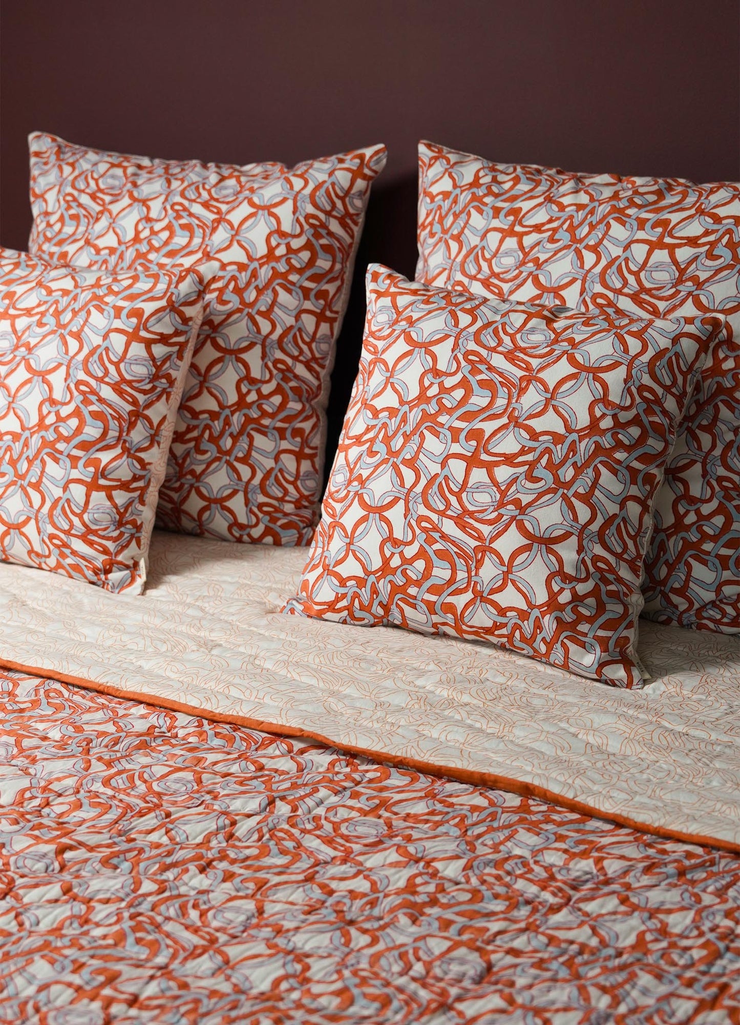 Paigah Orange & Blue King Size Quilt