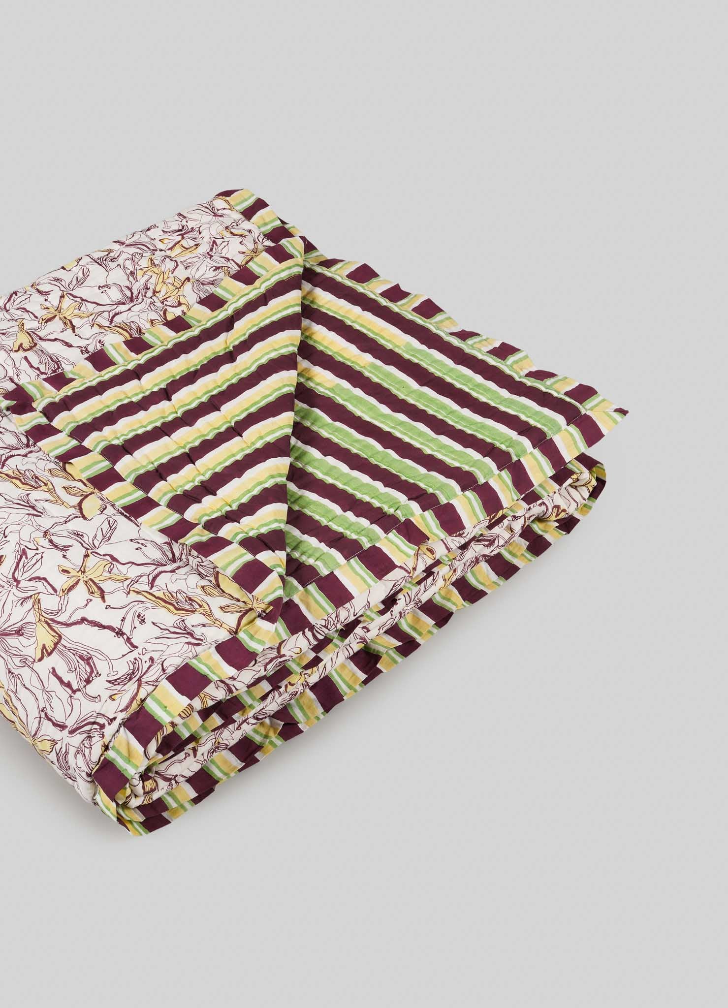Spring Bouquet Green & Yellow Single Quilt