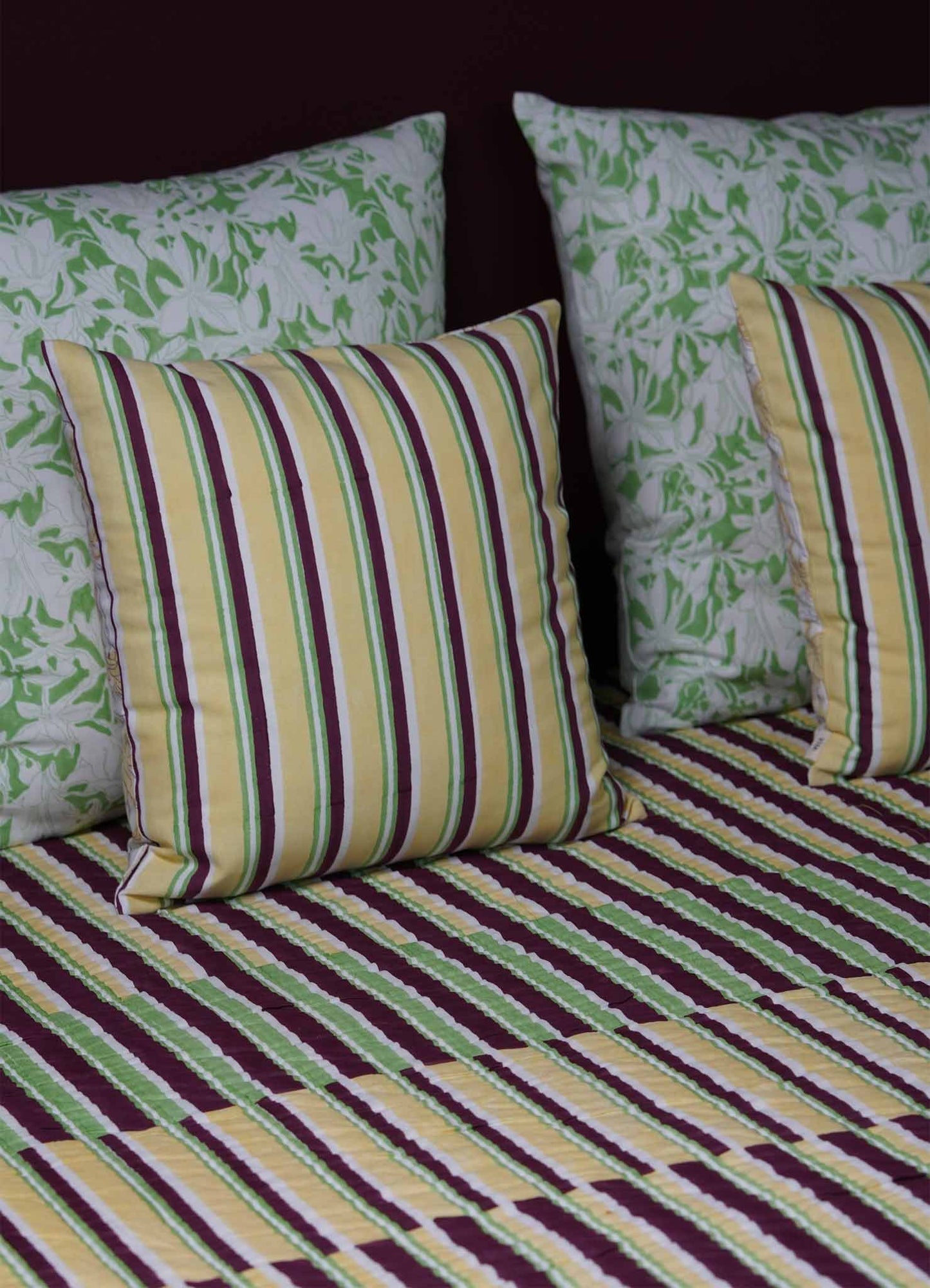 Spring Bouquet Green & Yellow Cushion Cover 18"x18"