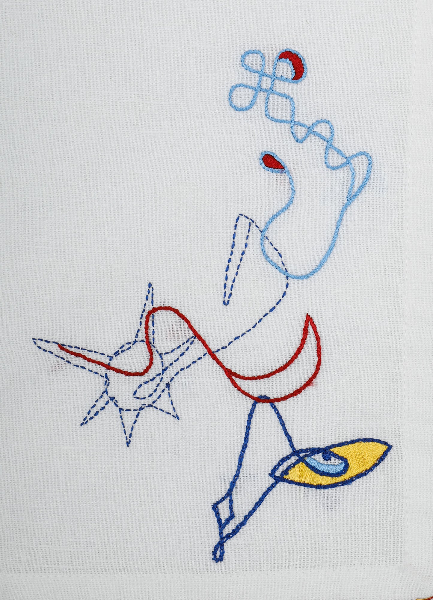 Evil Eye Hand Embroidered White Napkin - Set of 2