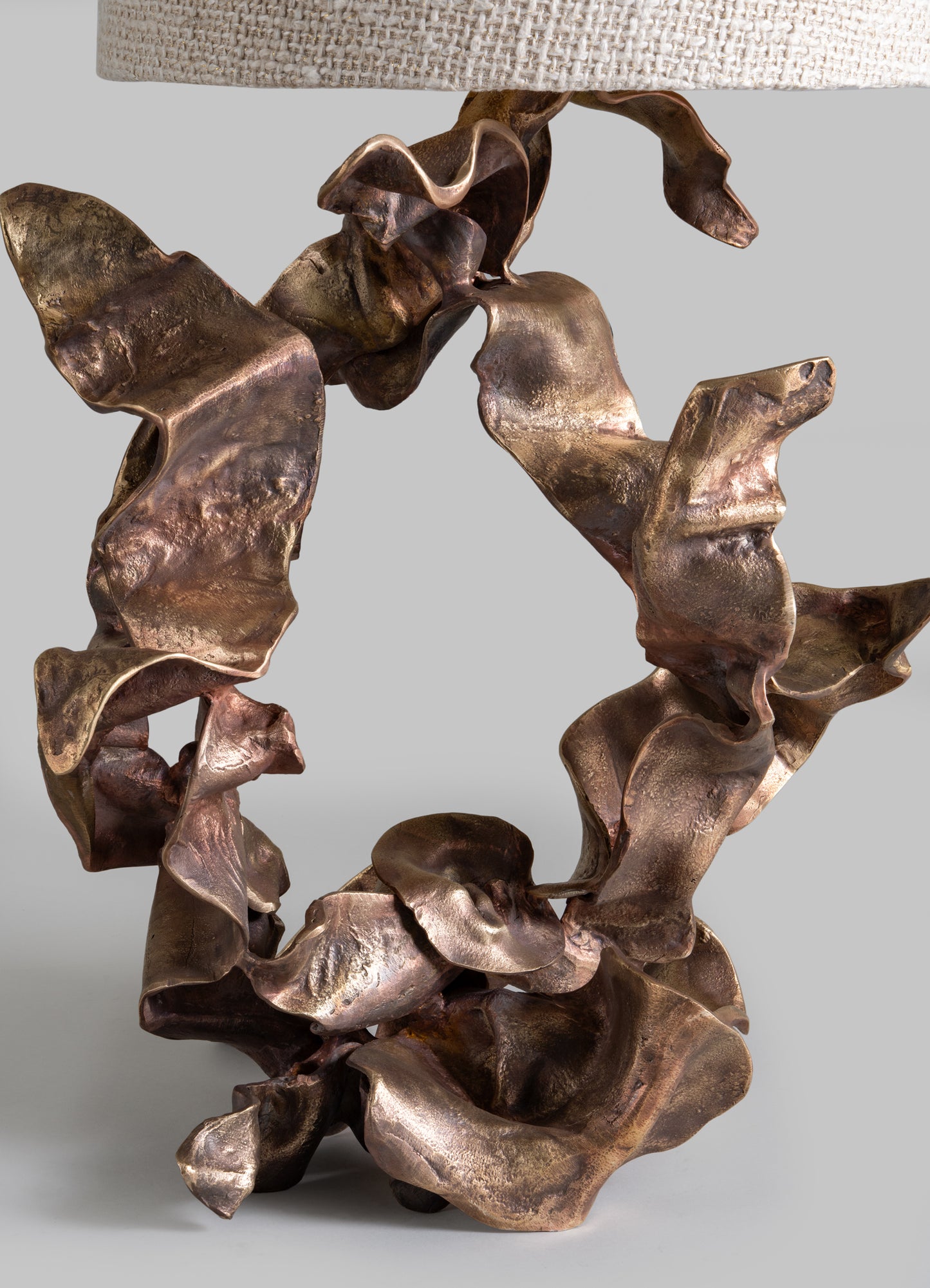 Hundred Petal Rose Patinated Gold Table Lamp