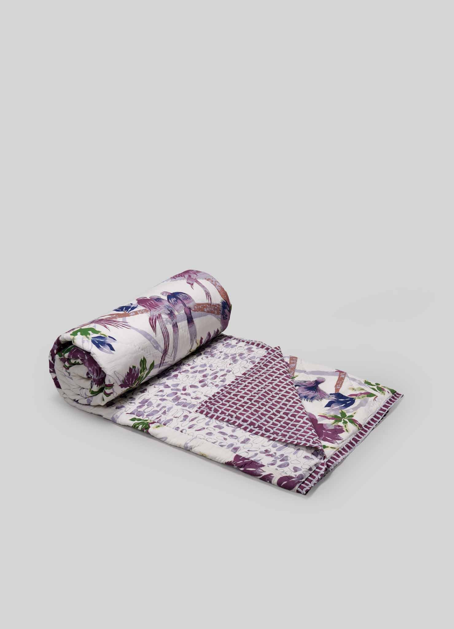 Tree Full Of Parrots Plum King Size Quilt