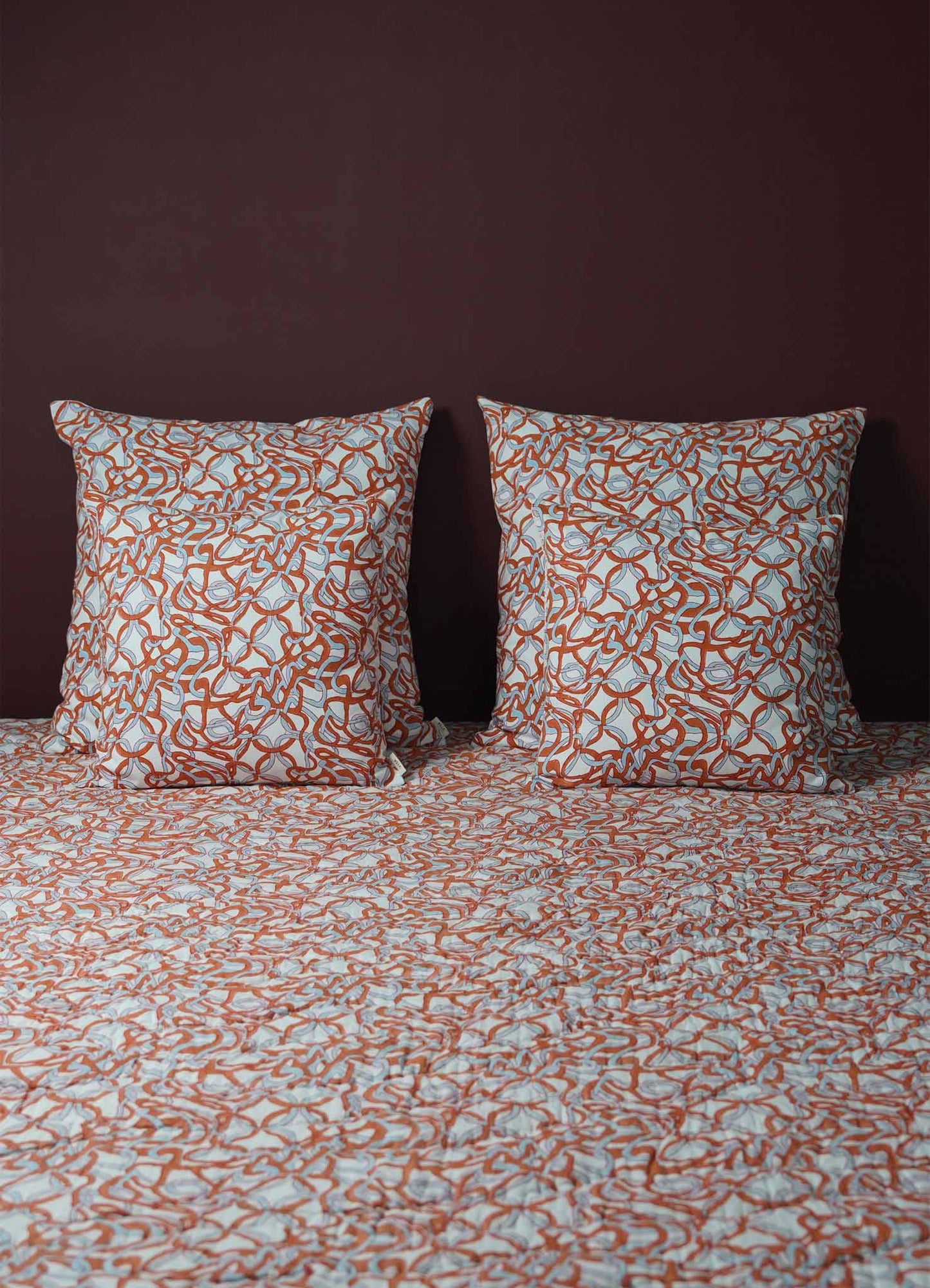 Paigah Orange & Blue King Size Quilt